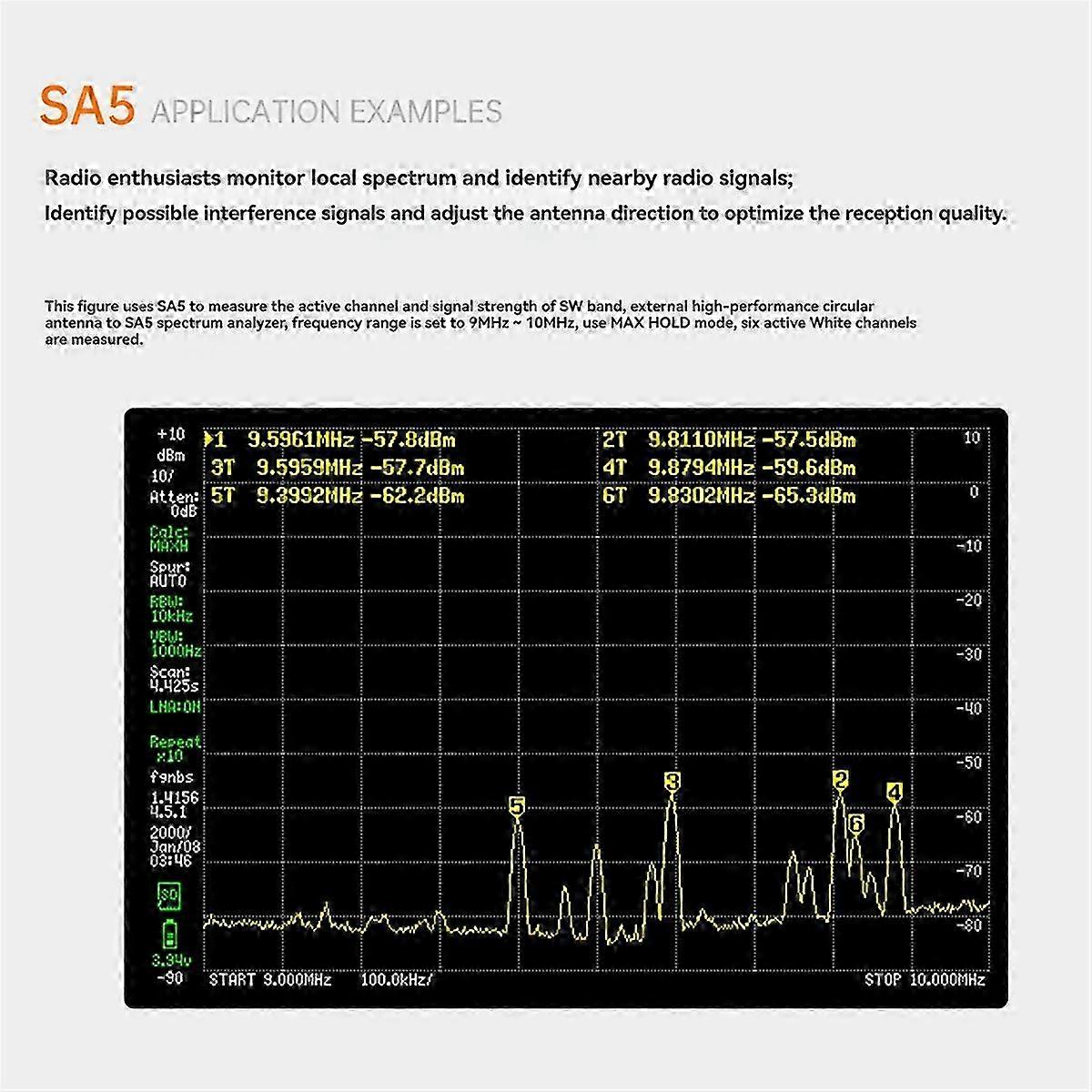 4-Zoll-Ips-LCD-Sa5-Multifunktions-Handheld-Spektrumanalysator 100k-5,3 GHz Signalgenerator mit Batterie