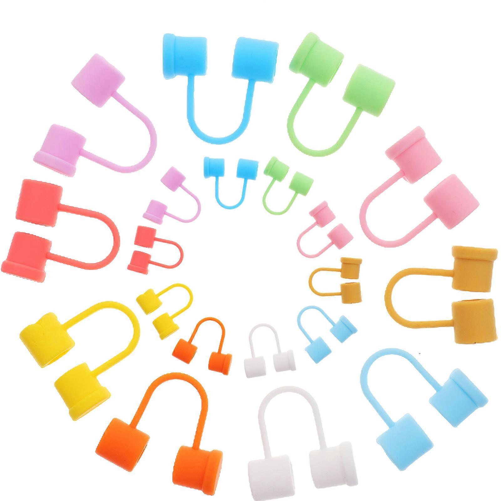 Reusable Silicone Straw Tip Caps for Straw 20Pcs Assorted Color Covers