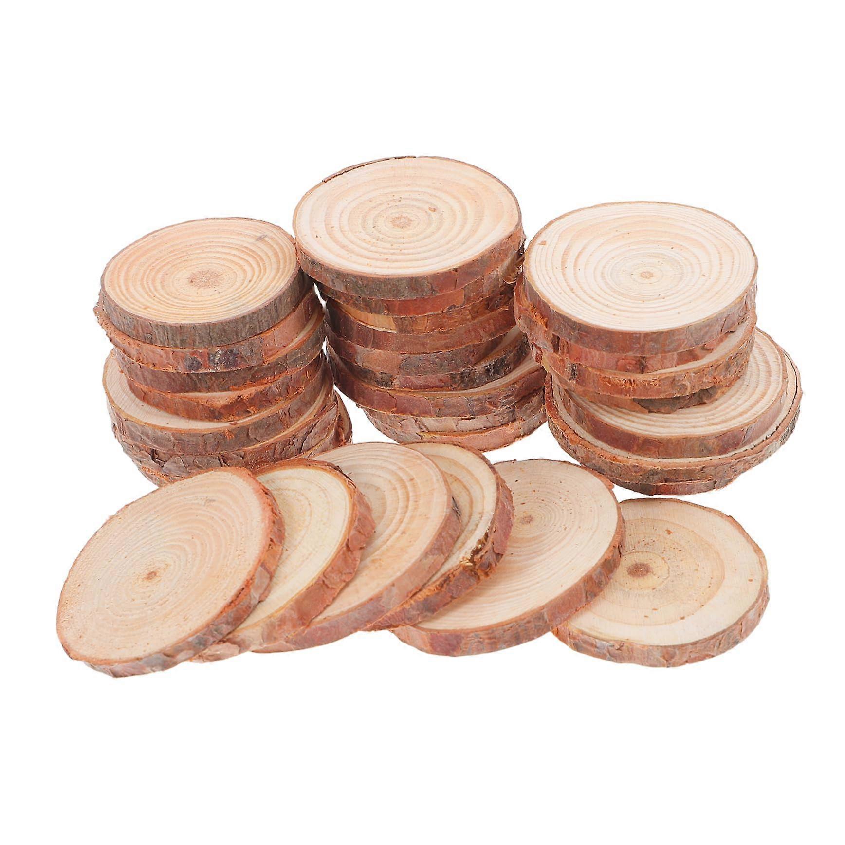 30 Pieces Natural Wood Slices for Crafting 10 cm Round Unfinished Wooden Discs for DIY Projects and Table Decoration