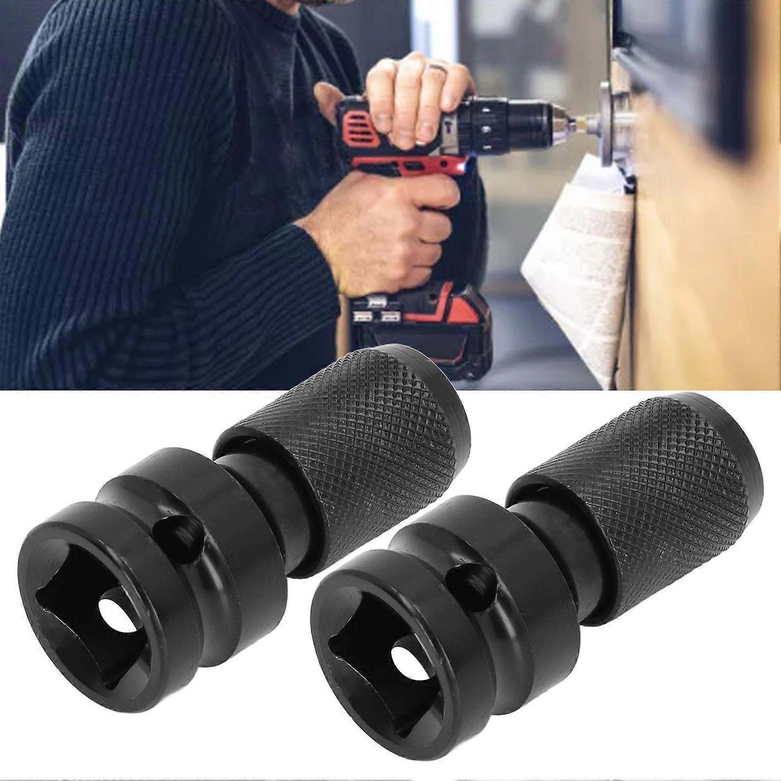 2 Sets Socket Adapter Converter 1/2in Square to 1/4in Hex Quick Release for Drill Wrench 