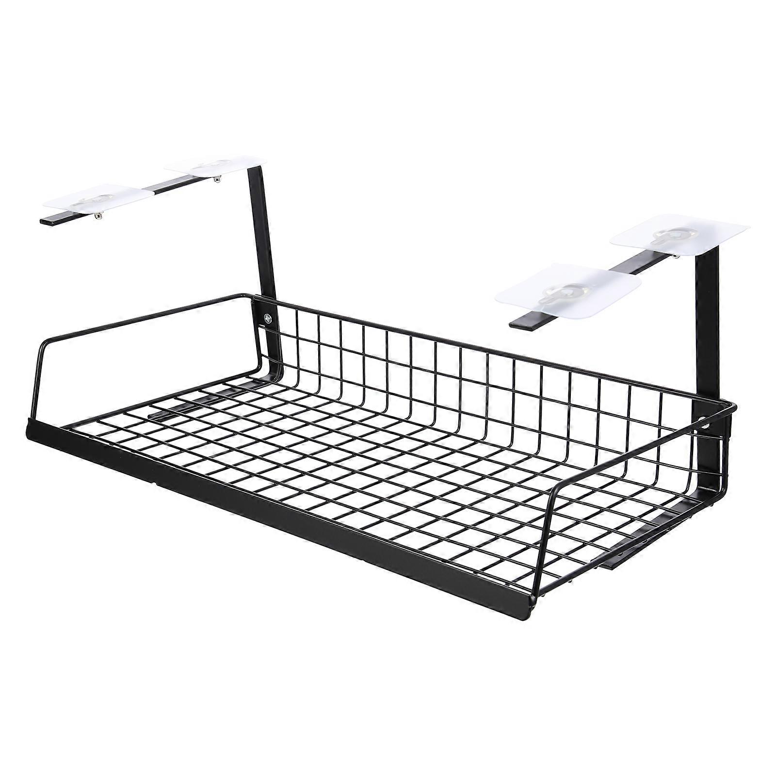 Black Iron Cable Management Rack for Home Under Table Cord Holder with Compact Design