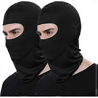 Pack Of 2 Bandana Face Hat For Outdoor Airsoft Motorcycle Ski Mask Winter Sun Balaclava Black Tactical Hood Helmet Face Cover
