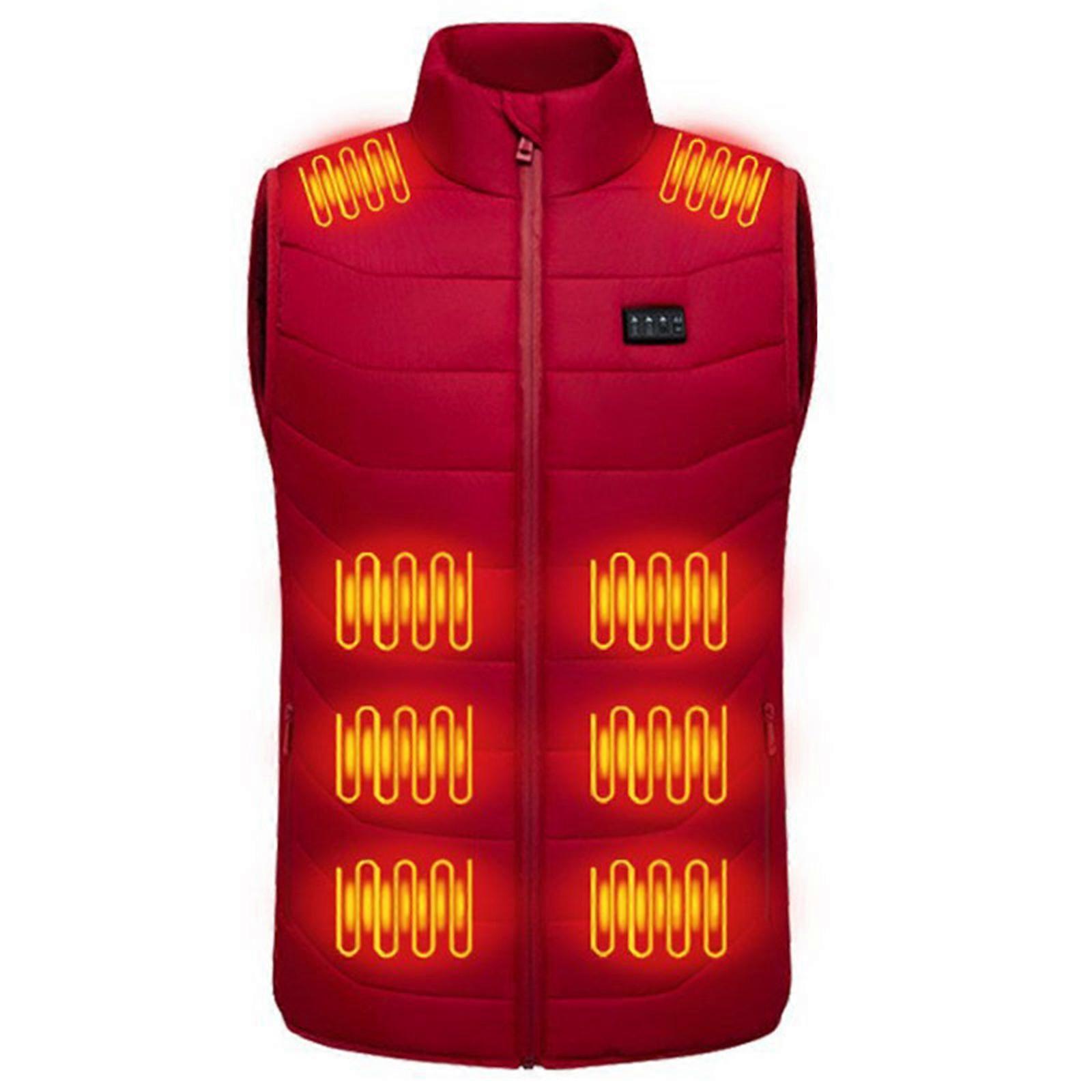 Akıllı Kontrol Yelek USB'li Isıtma 28 Ayarlanabilir Bölge Unisex Kış Dış Mekan Başlıklı Yelek Kırmızı XL