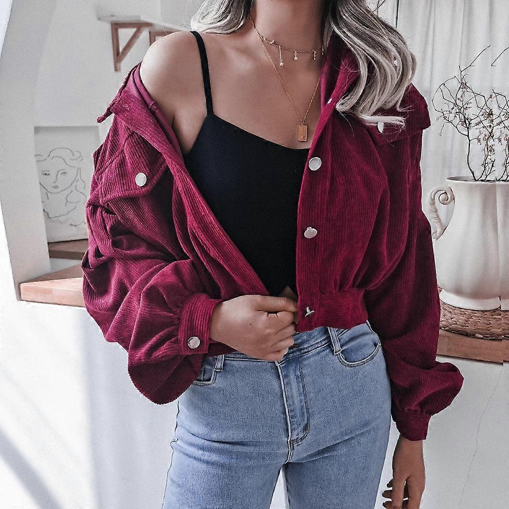 Autumn and Winter Women's Jacket Lantern Sleeves Loose Casual Short Fashion Temperament Corduroy Jacket