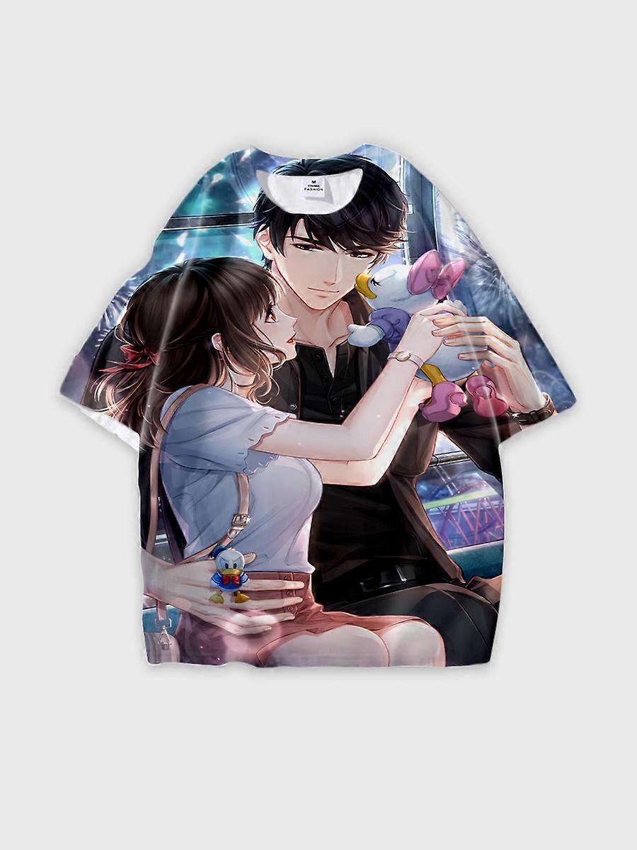 T-shirt round neck Role Pattern loose short sleeve E1142