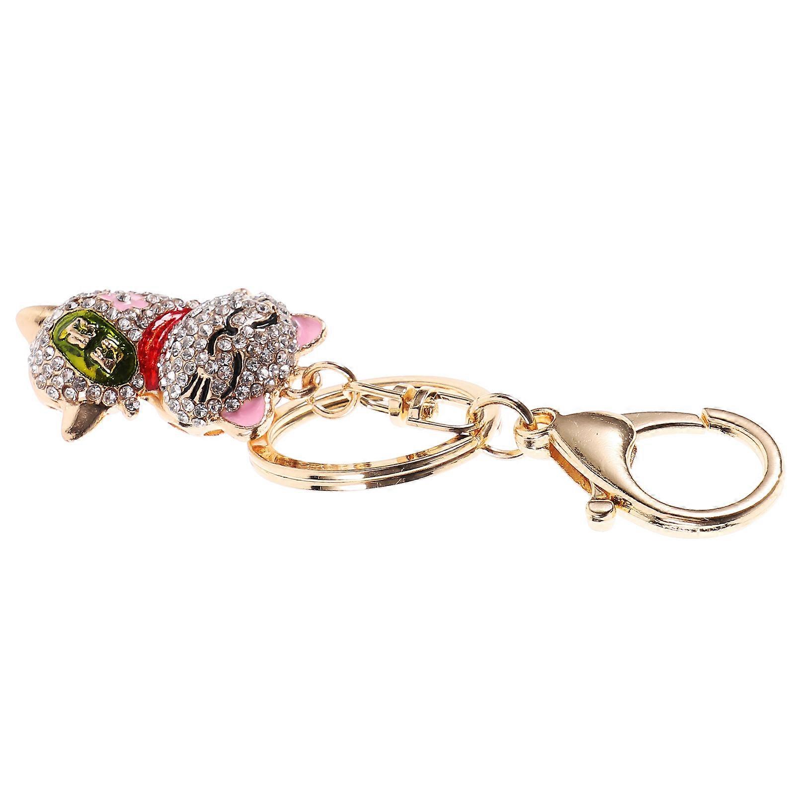 Cute Cat Shaped Keychain Pendant For Daily Use In Pink With Polishing Technology 1Pack