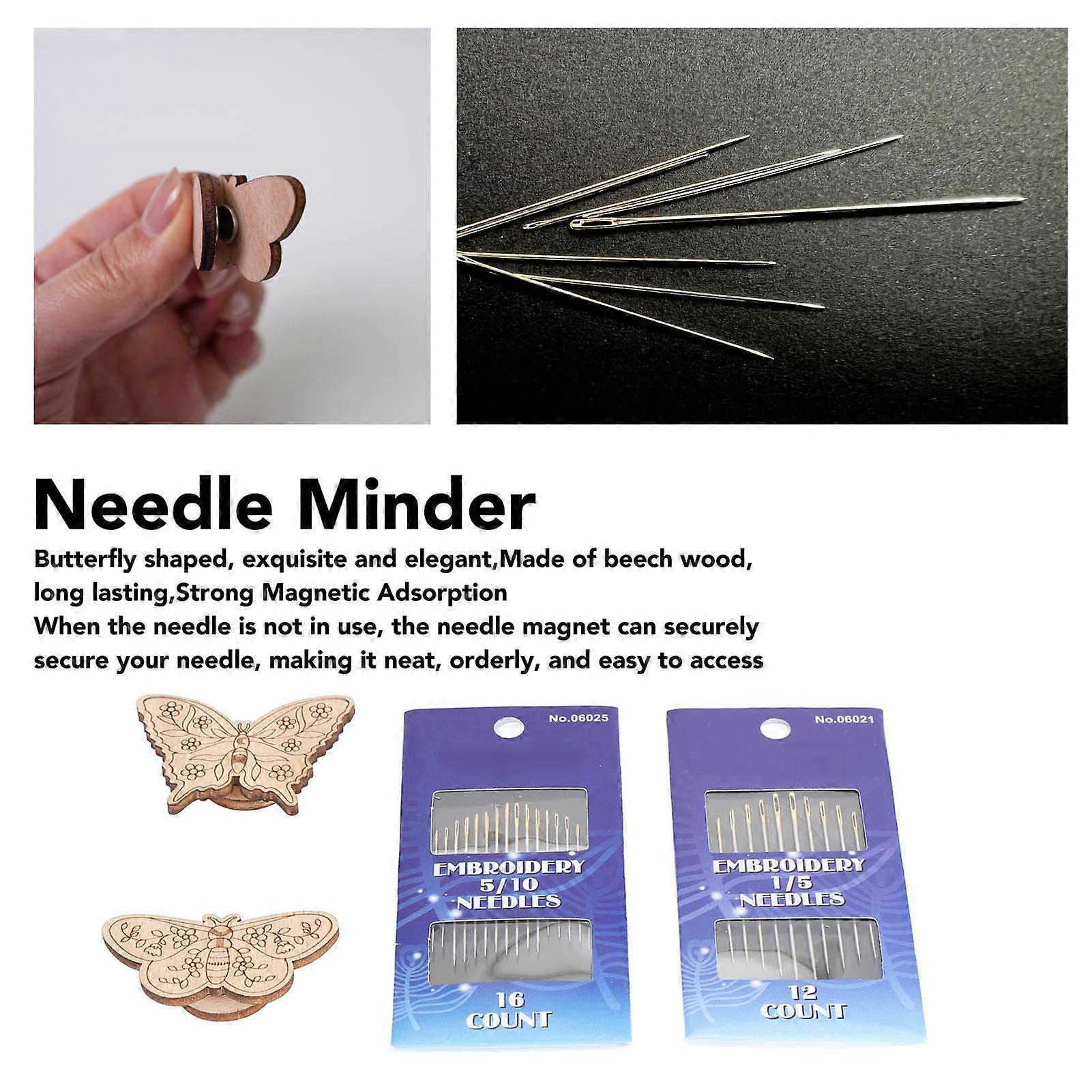 Needle Minder Butterfly Shaped Magnetic Needle Keeper and Embroidery Needles Set for Sewing Type 3 and 4