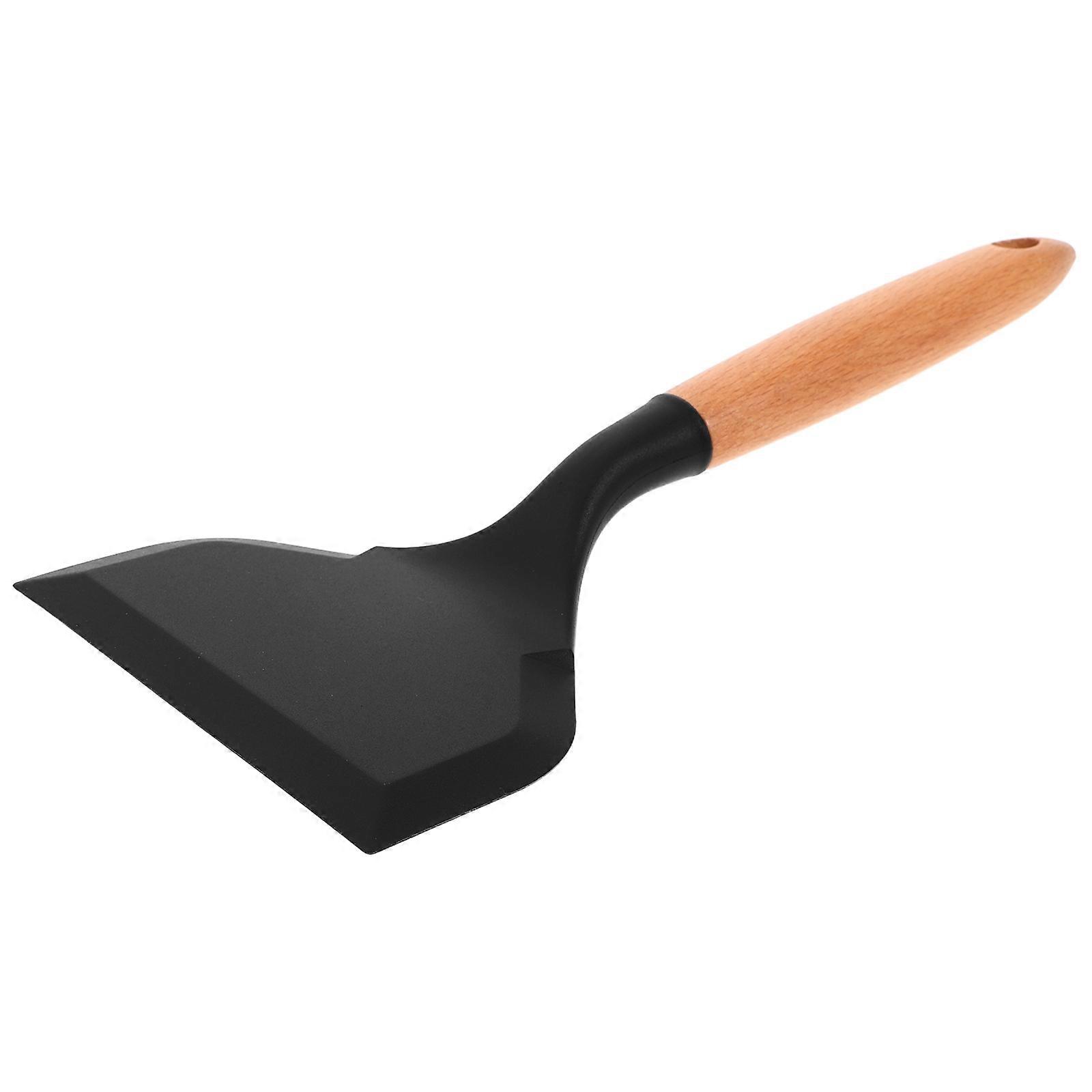 It looks like you're describing a product listing for a **Silicone Pancake Spatula with a Wooden Handle**. To help improve or refine this listing