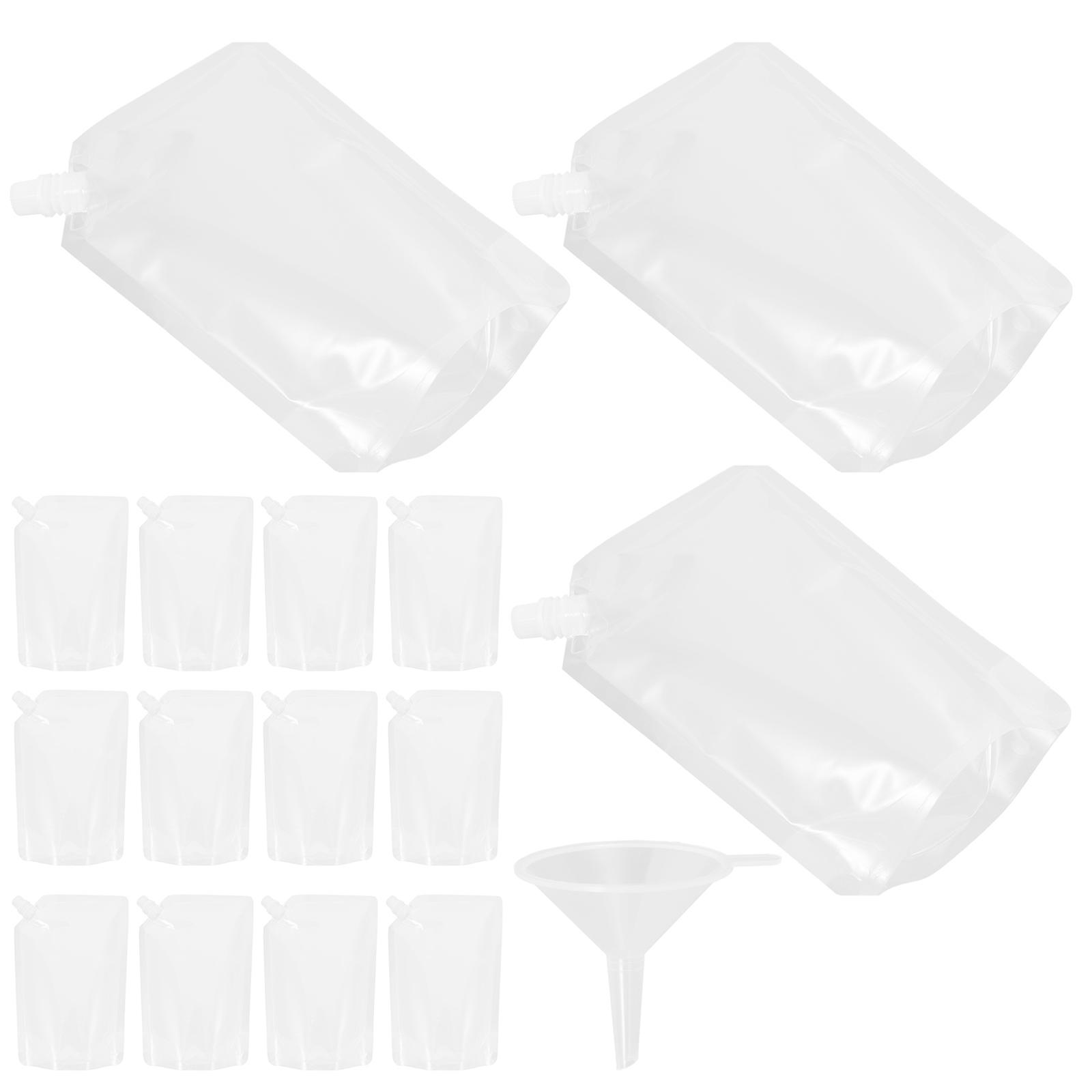Transparent PET Disposable Beverage Bags with Built in Spout for Home Use Portable and 1 Set Various Sizes