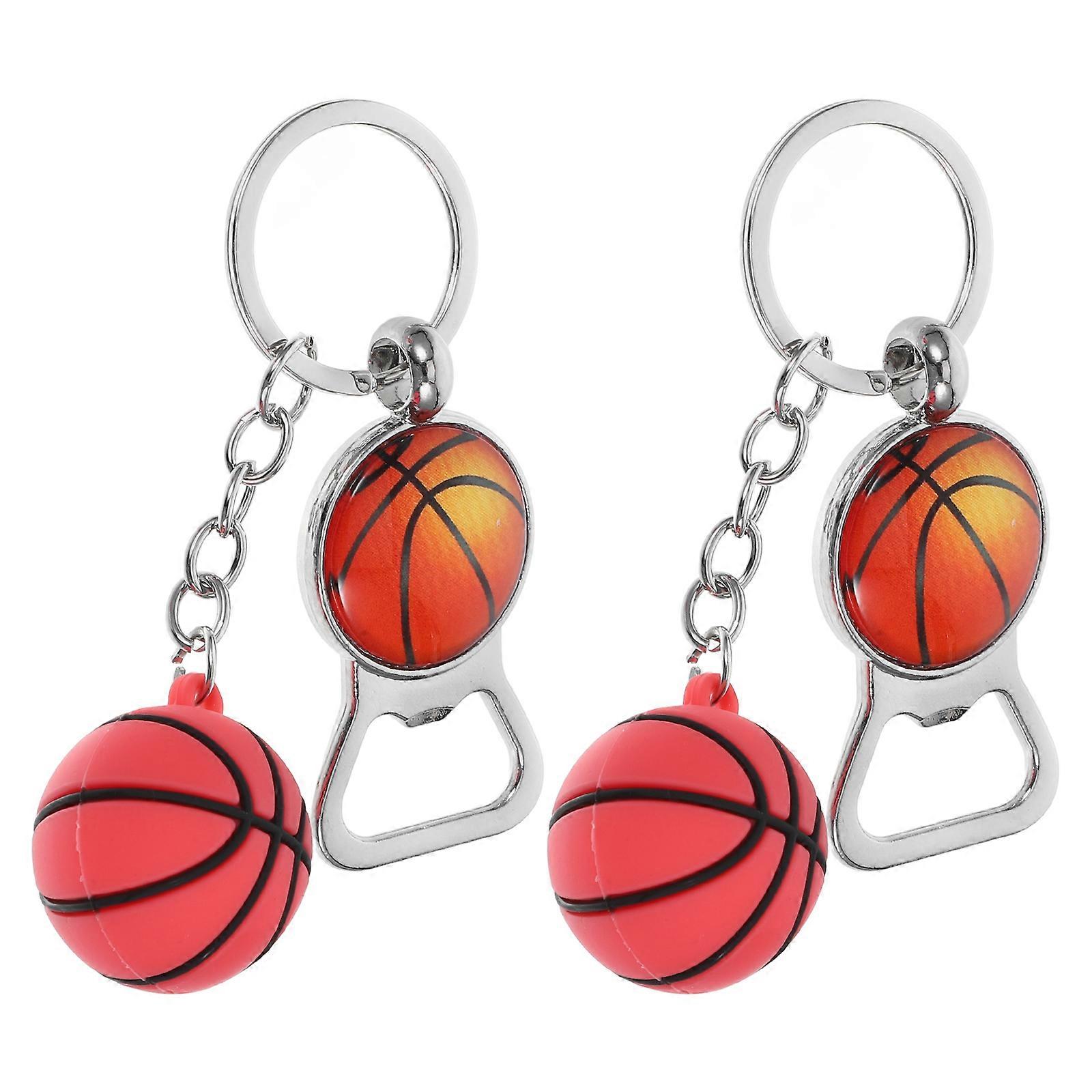 Orange Sports Ball Shaped Bottle Opener Keychain Made of Zinc Alloy for Daily Use Small Size