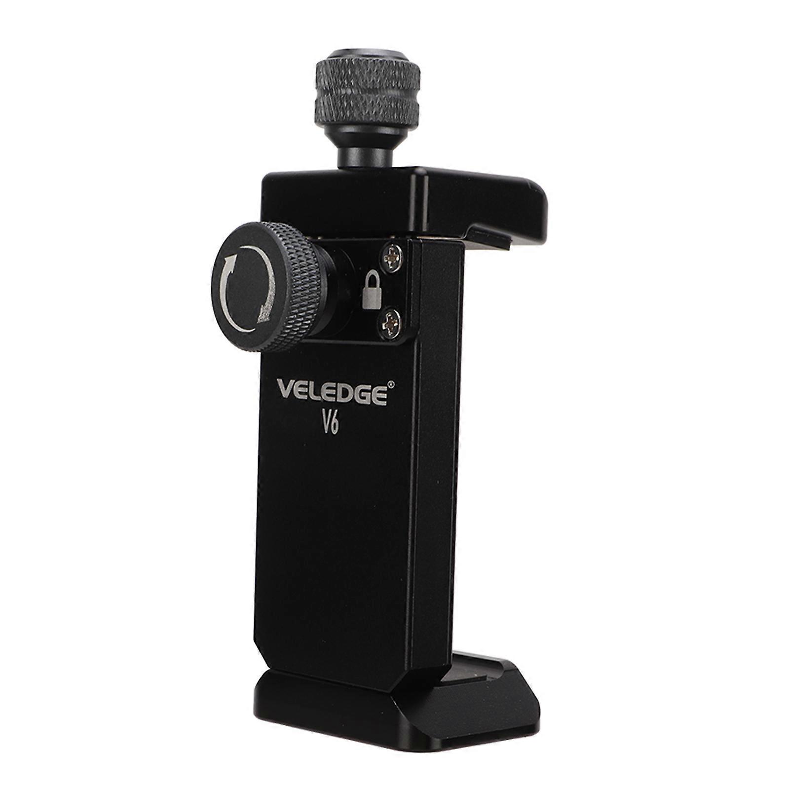 VELEDGE V6 Metal Tripod Mount Adapter Universal Mobile Phone 1/4in Screw Hole Cold Shoe Mouth Smartphone Clip for Vlog