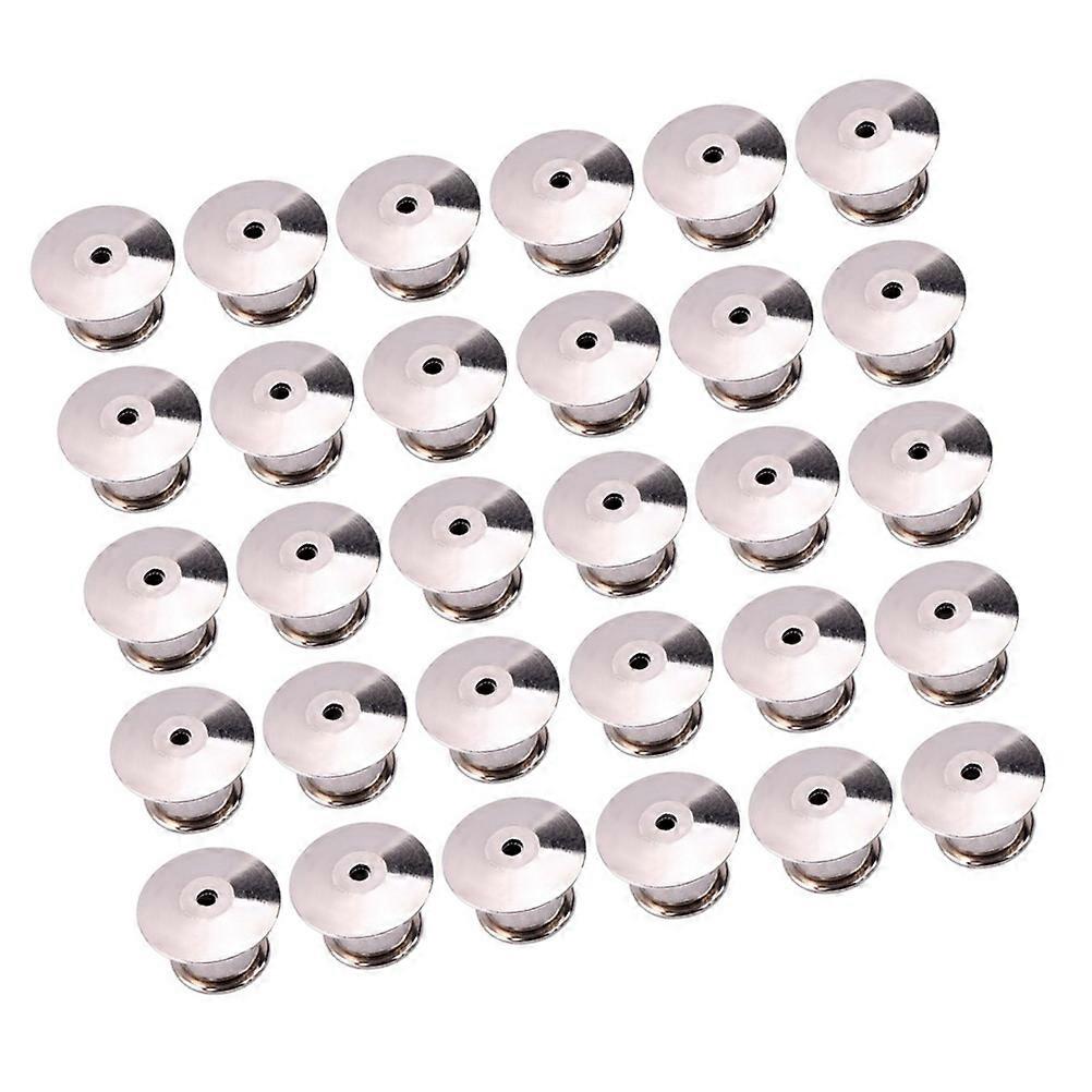 30PCS Durable Metal Flat Locking Pin Backs for Brooch Badge Accessories Silver