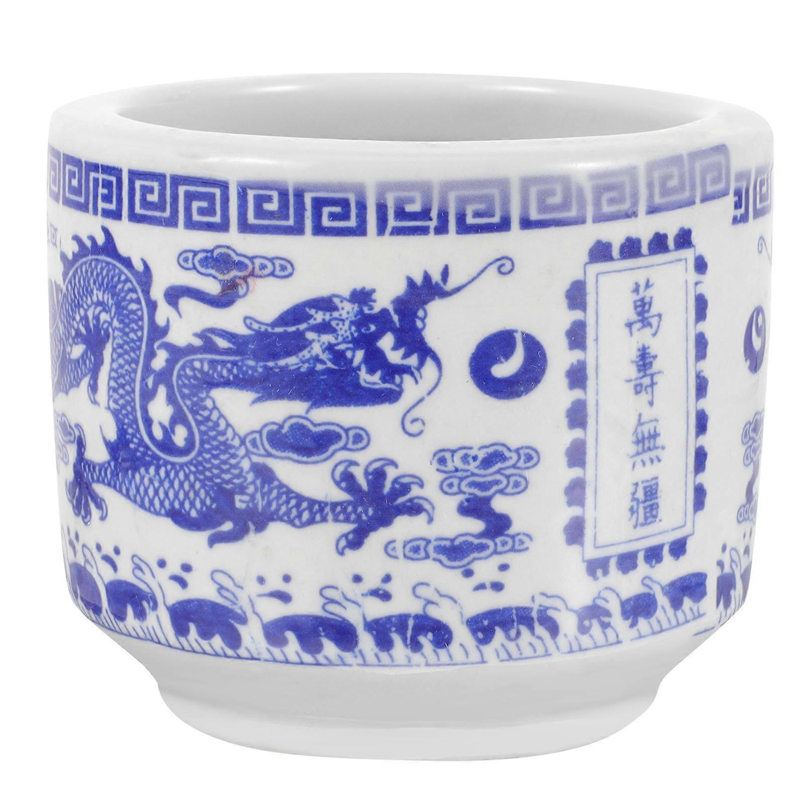 Blue Ceramic Incense Stick Burner with Dragon Pattern for Storage Use Small Size