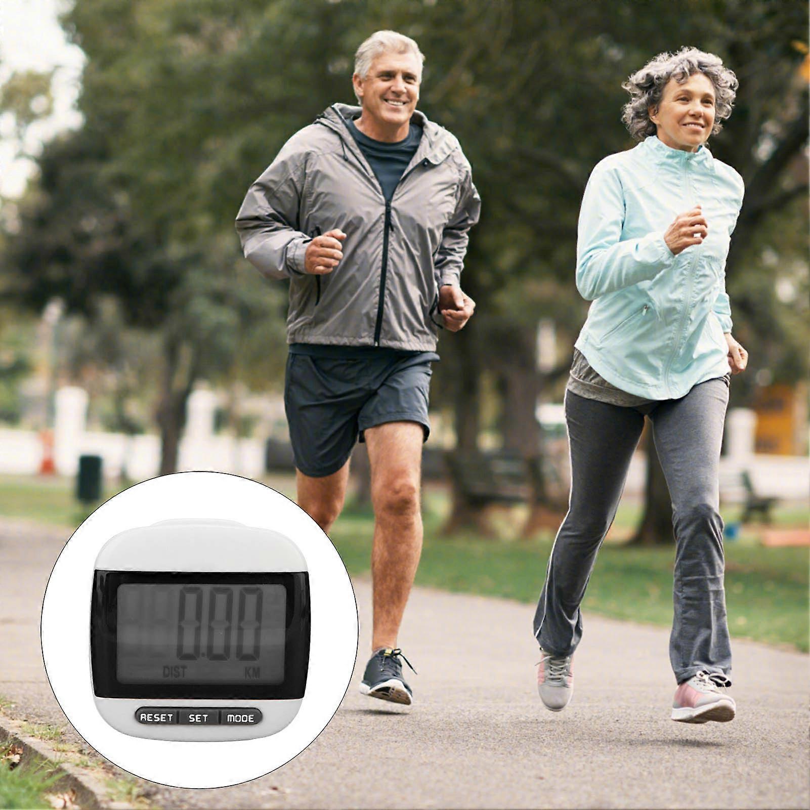 Elderly Step Counter LCD Display Clear Screen Accurate Walking Pedometer with ClipBlack 