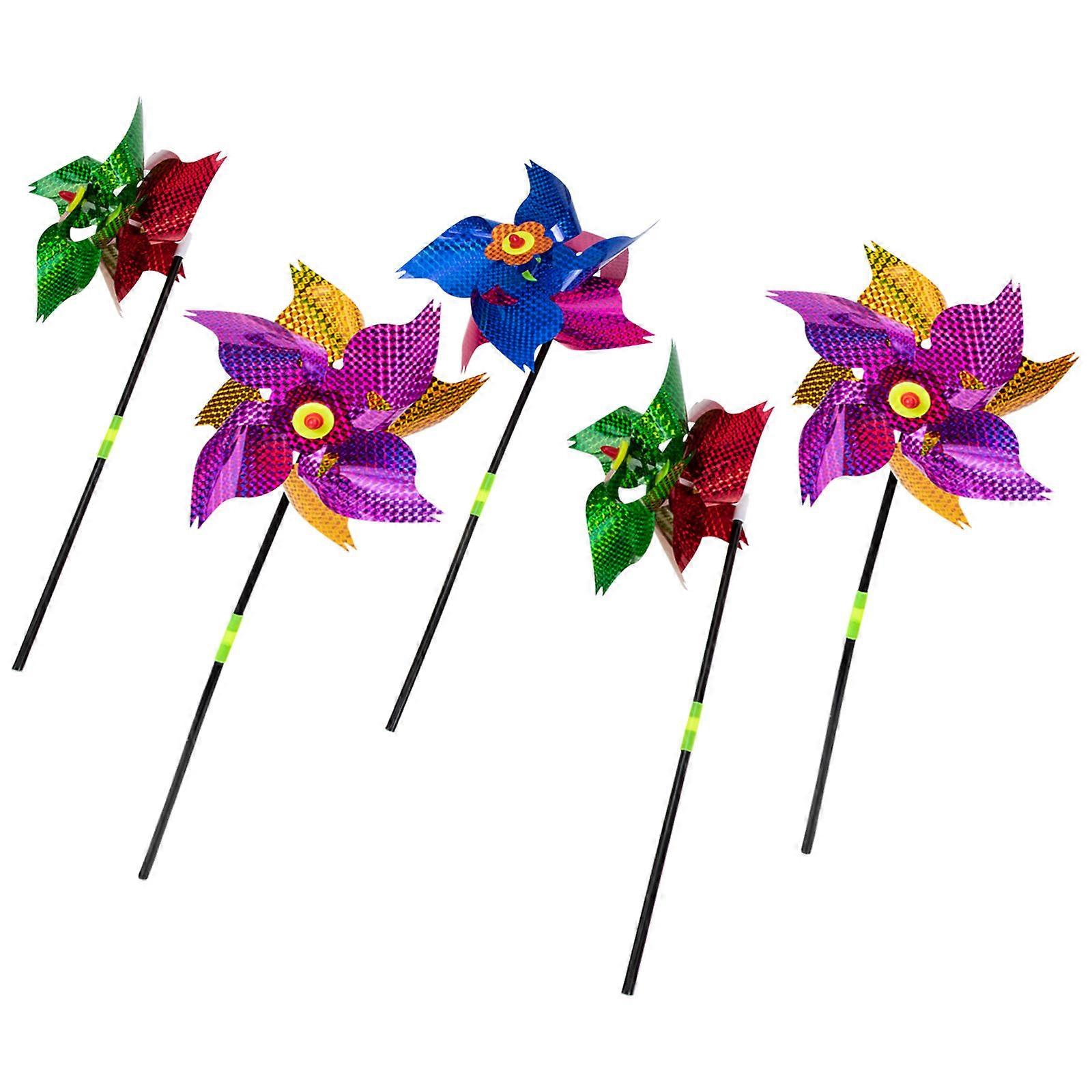 Assorted Color 5Pcs Bird Windmills for Outdoor Bird Use