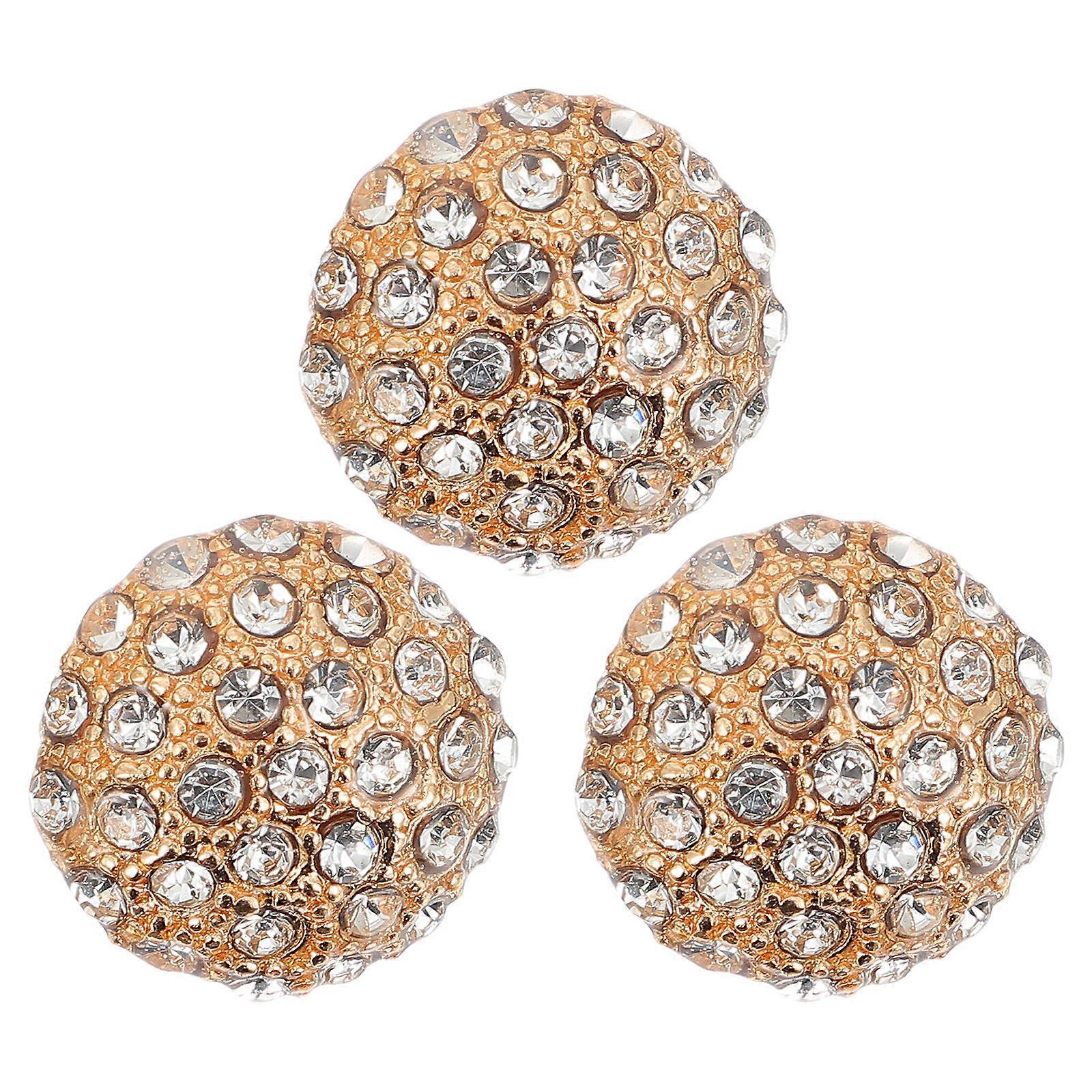 Golden Alloy Decorative Buttons for Craft Projects and Furniture Decor 3pcs