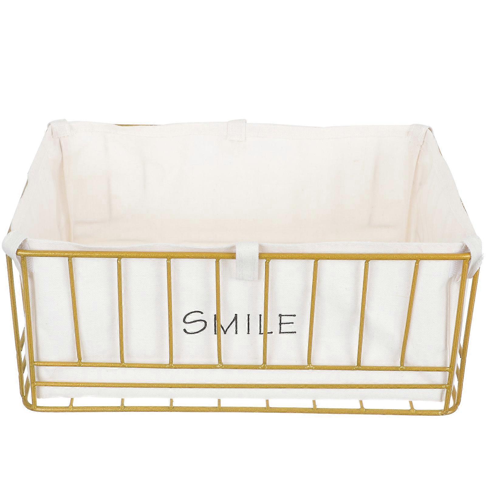 Wire Storage Basket with Fabric Liner – Versatile Organizer for Snacks, Cosmetics & Sundries for Home & Office Use