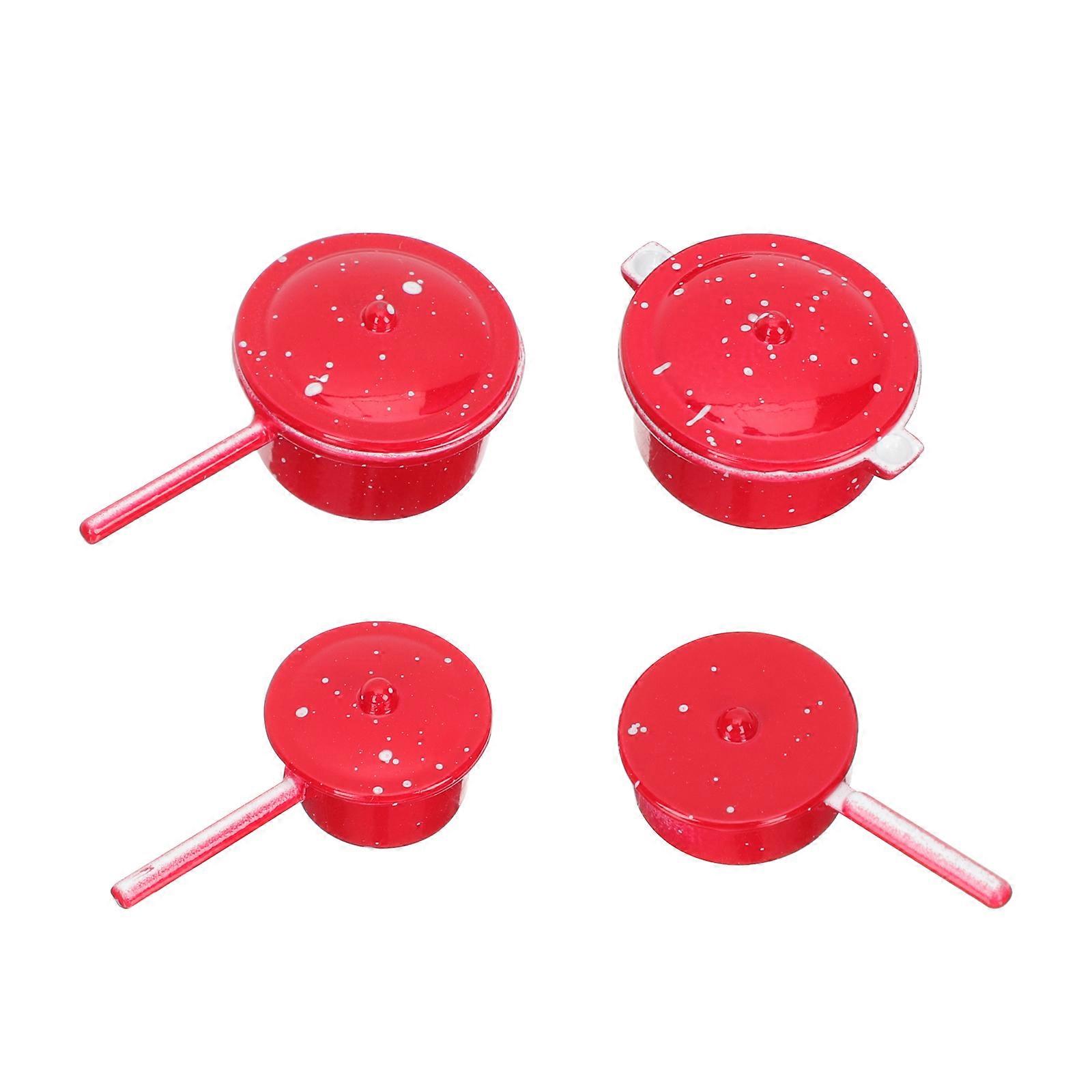 4pcs Mini Decorative Pot Models for Dollhouse Kitchen Decor – Fade Resistant, Smooth Edges Household Accessories Set