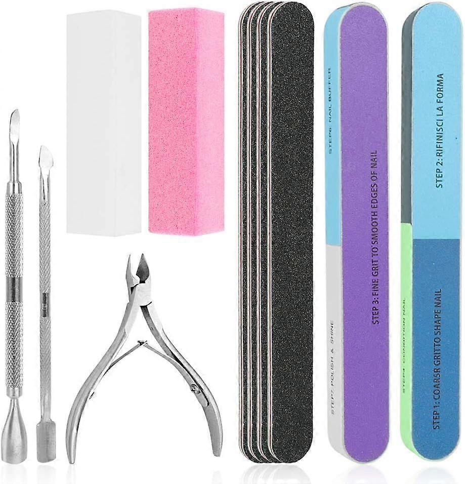 Nail File Set, Buffer Block Sponge Polished, Come with Cuticle Nipper and Pusher for Dead Skin Nail Trimming Manicure Tools