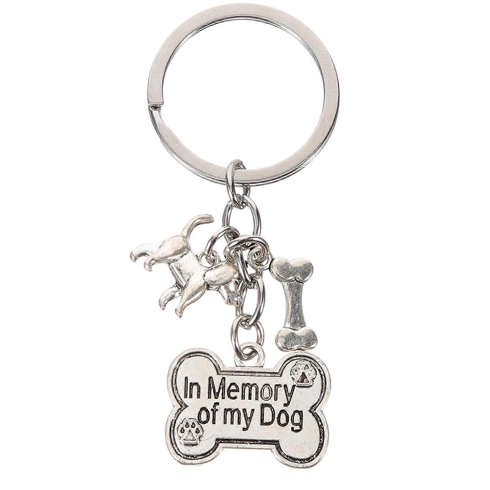Key Ring Memorial Dog Keychain Bone Shape Assorted Color Daily Use 1Set