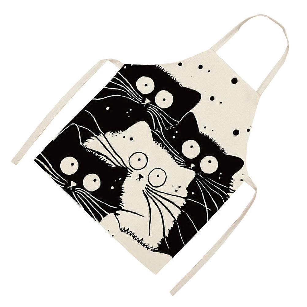 Cat Printed Apron 1Pack Cartoon Apron Kitchen Work Assorted Color Oil Resistant Prevent Dirt