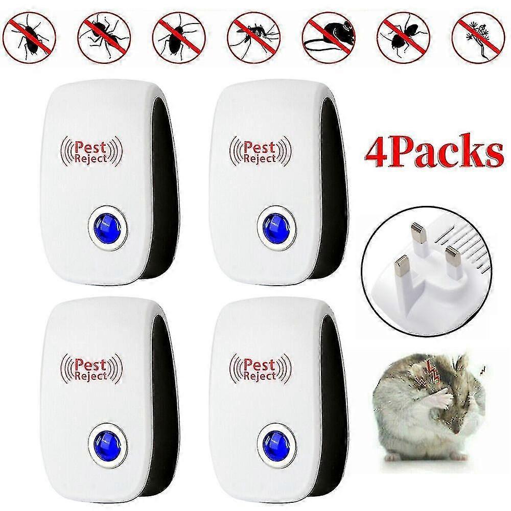 4 Pack Ultrasonic Pest Control Repeller for Rejecting Rodents and Spiders