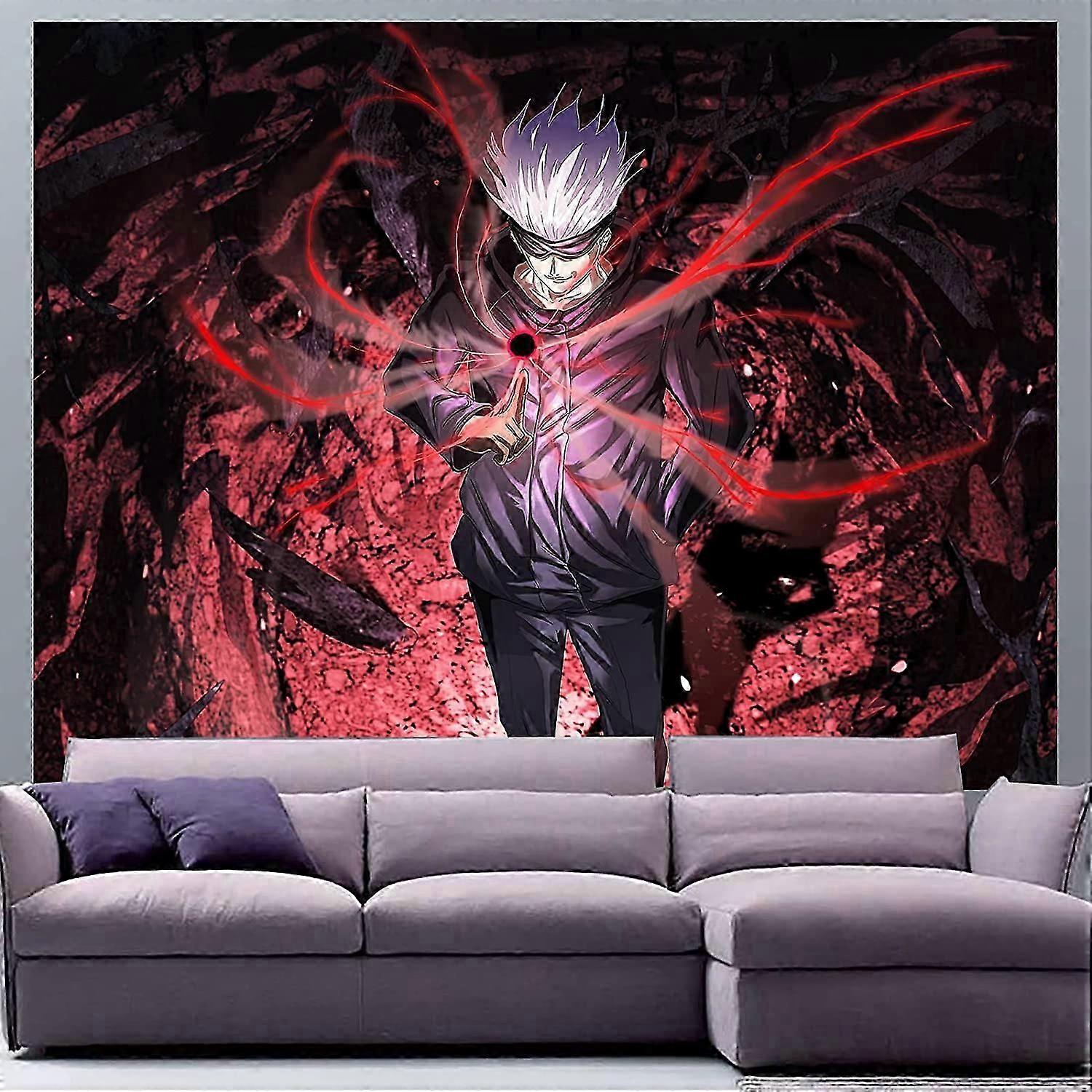 Gojo Satoru Tapesty الجدار معلق المانجا نسيج الكرتون اليابانية أنيمي نسيج ملصق خلفية لغرفة المعيشة غرفة نوم السرير ديكور المنزل (59.