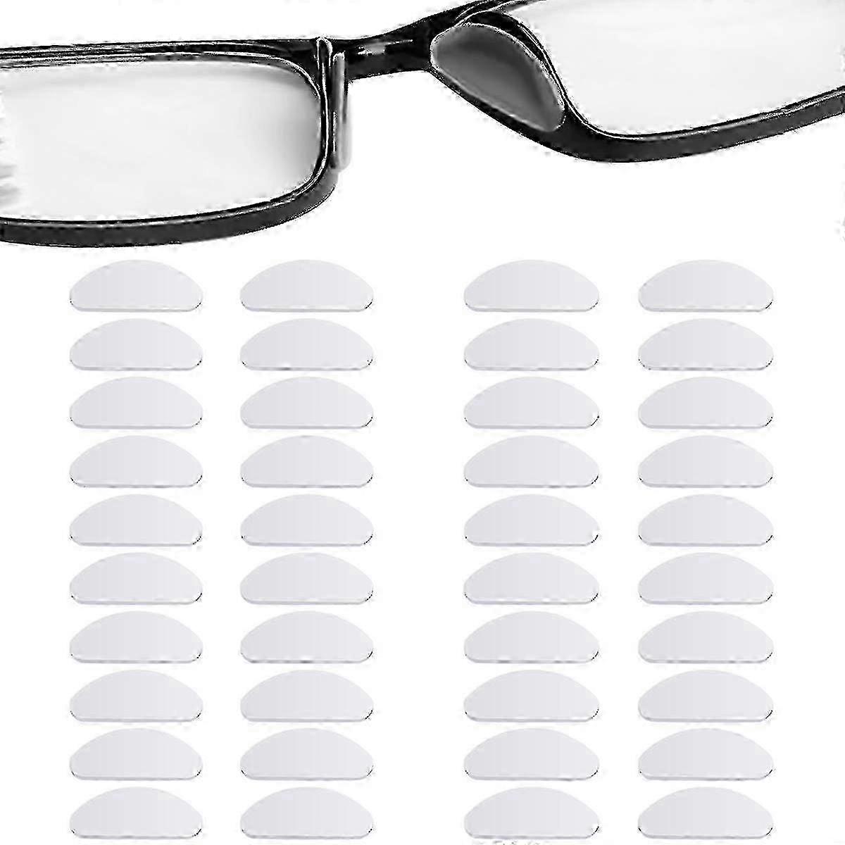 20 Pairs of D-Shape Silicone Nose Pads for Glasses, Adhesive Stick-On Nose Cushions Compatible with Eyeglasses