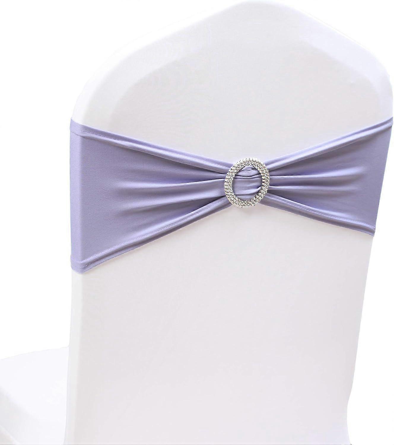 50PCS Spandex Chair Sashes Bows Elastic Chair Bands with Buckle Slider Sashes
