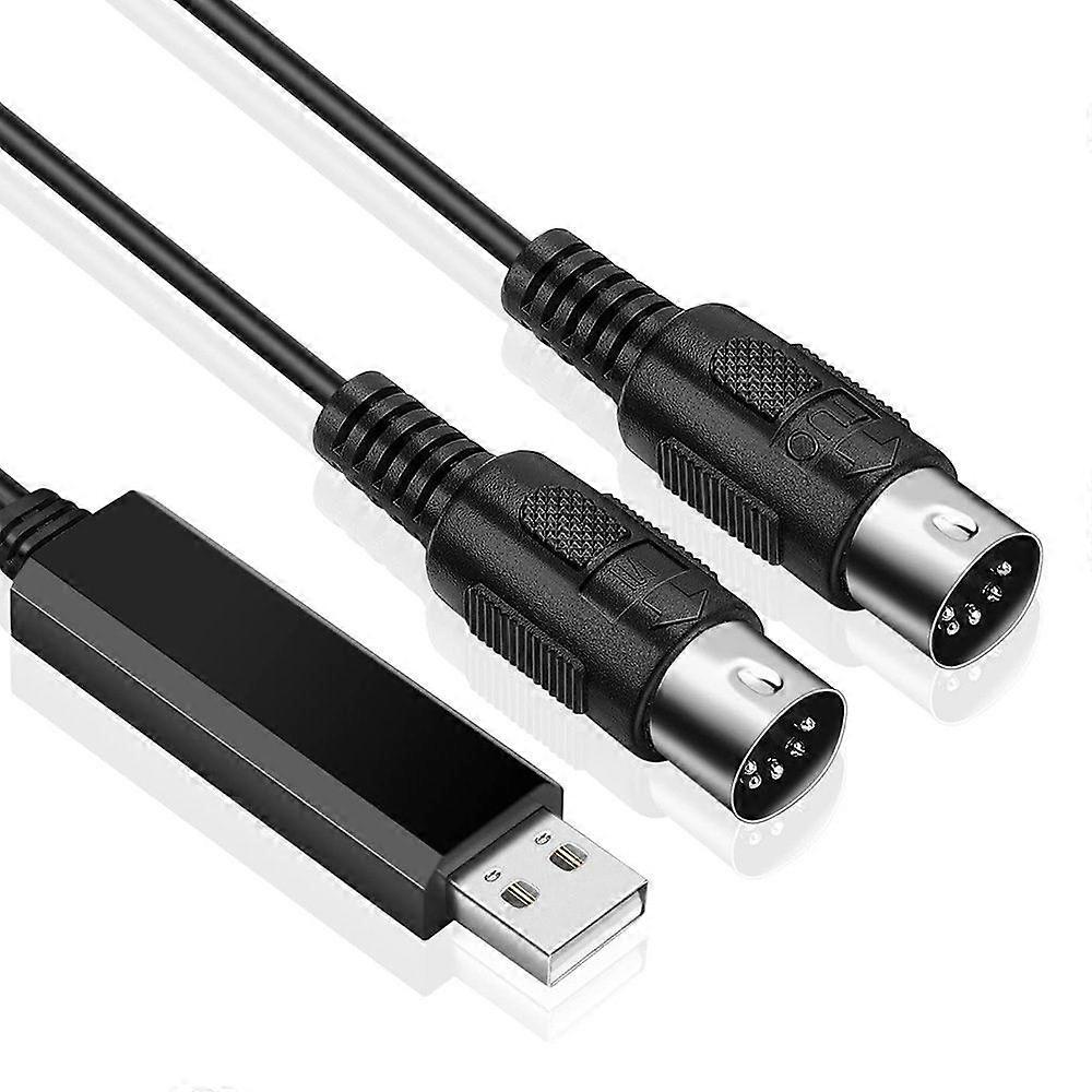 USB MIDI Cable Converter USB Interface to In-Out MIDI Cord Works for PC Laptop to Piano Keyboard in