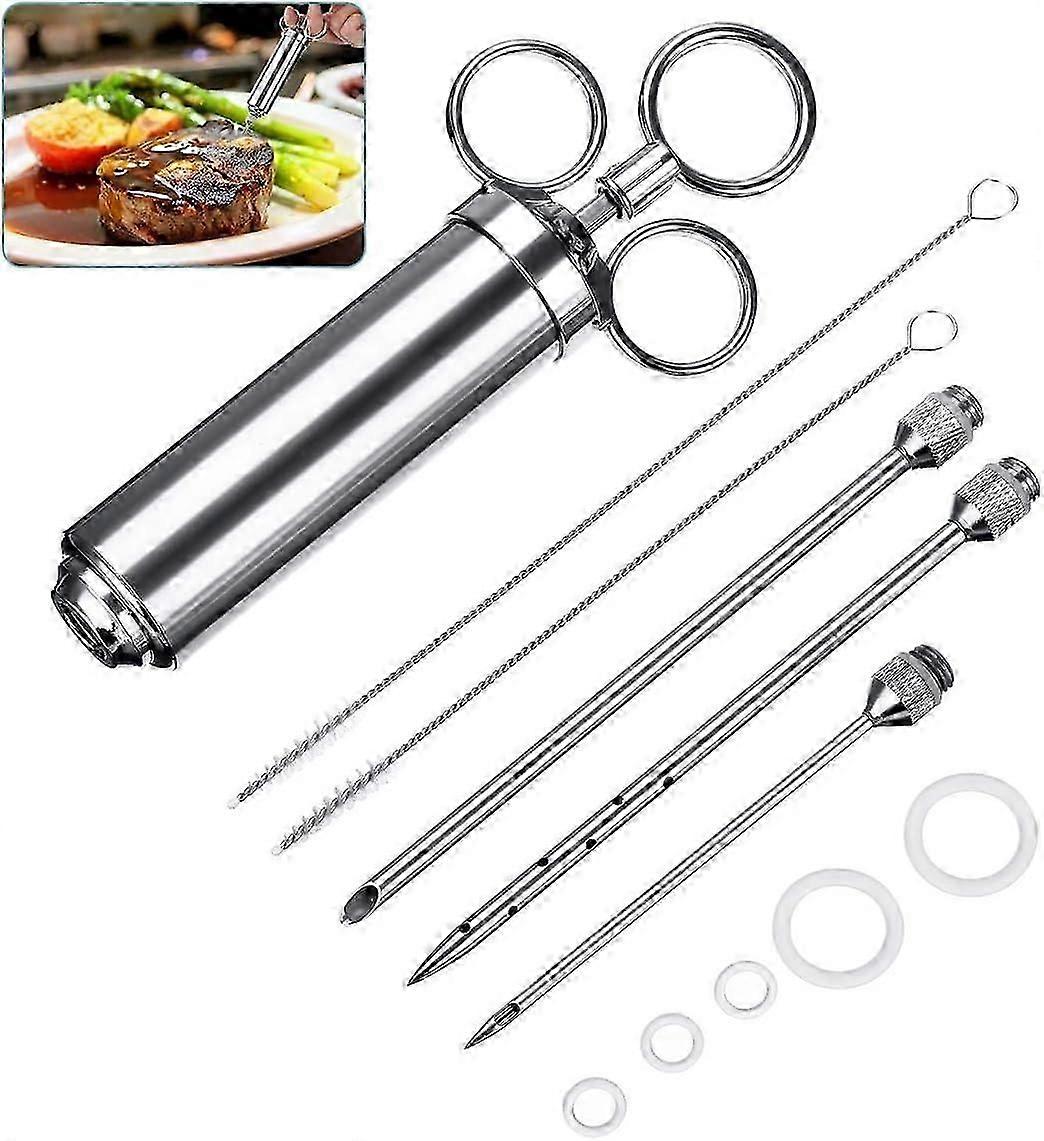 2025 New Stainless steel barbecue spice marinade syringe All stainless steel parts with 1 x 60ml sprayer 1 x