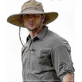 Men's UV-Protected Waterproof Wide Brim Hat for Outdoor Activities (Khaki)