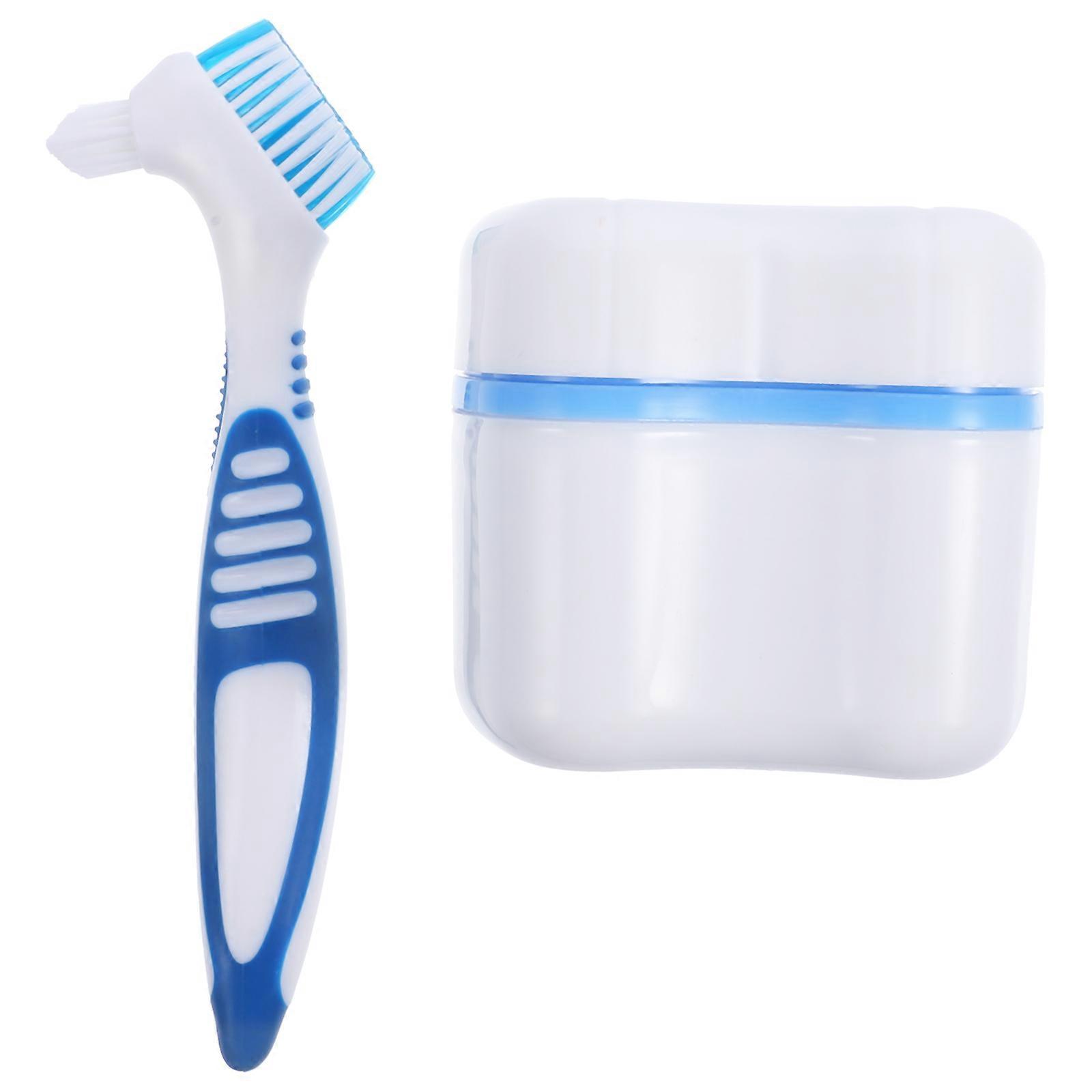 Denture Care Toothbrush for Home Use Portable Double Sided Toothbrush Box