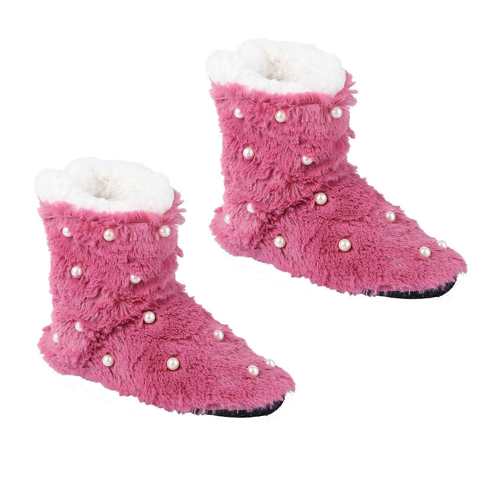 Indoor Shoes Pearl Slippers for Home Use 1Pair Warm Household Cotton Slippers