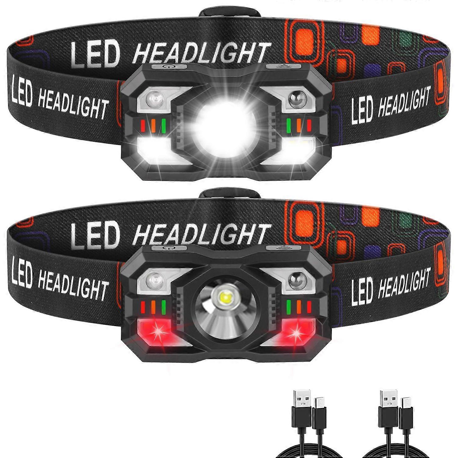 Headlamp Rechargeable, LED Headlamp with Red Light, 2Pack Headlamps for Adults Rechargeable, Head Lamps LED Rechargeable, Head Lights for Forehead Run