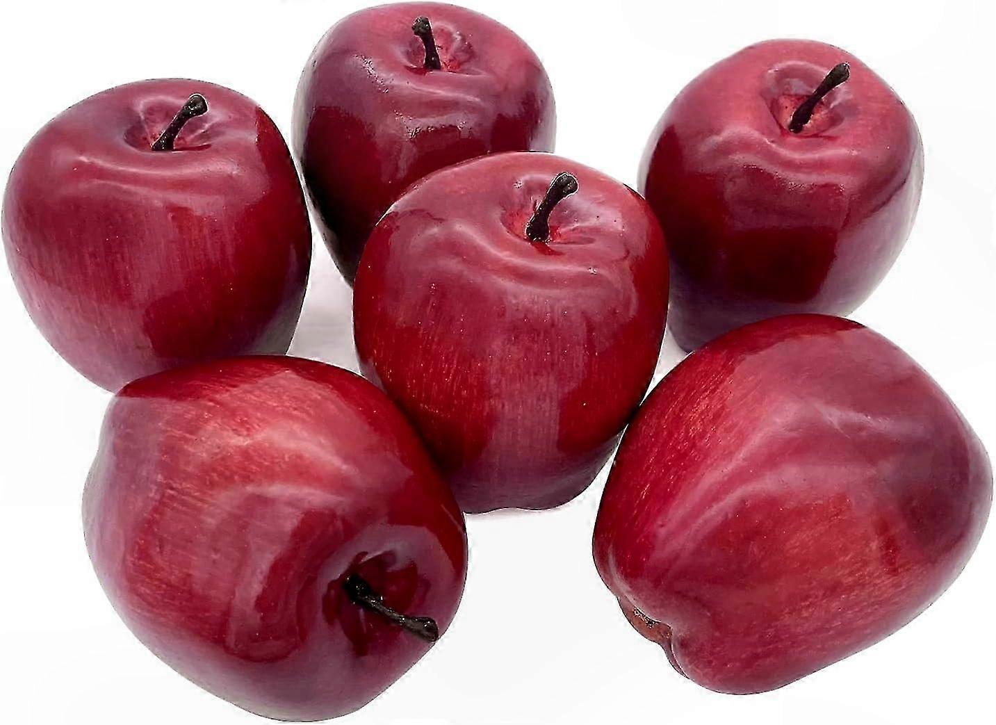 Red Artificial Decorative Fruit for Display, Lifelike Big Red s, 6 Pieces for Home and Event Decoration