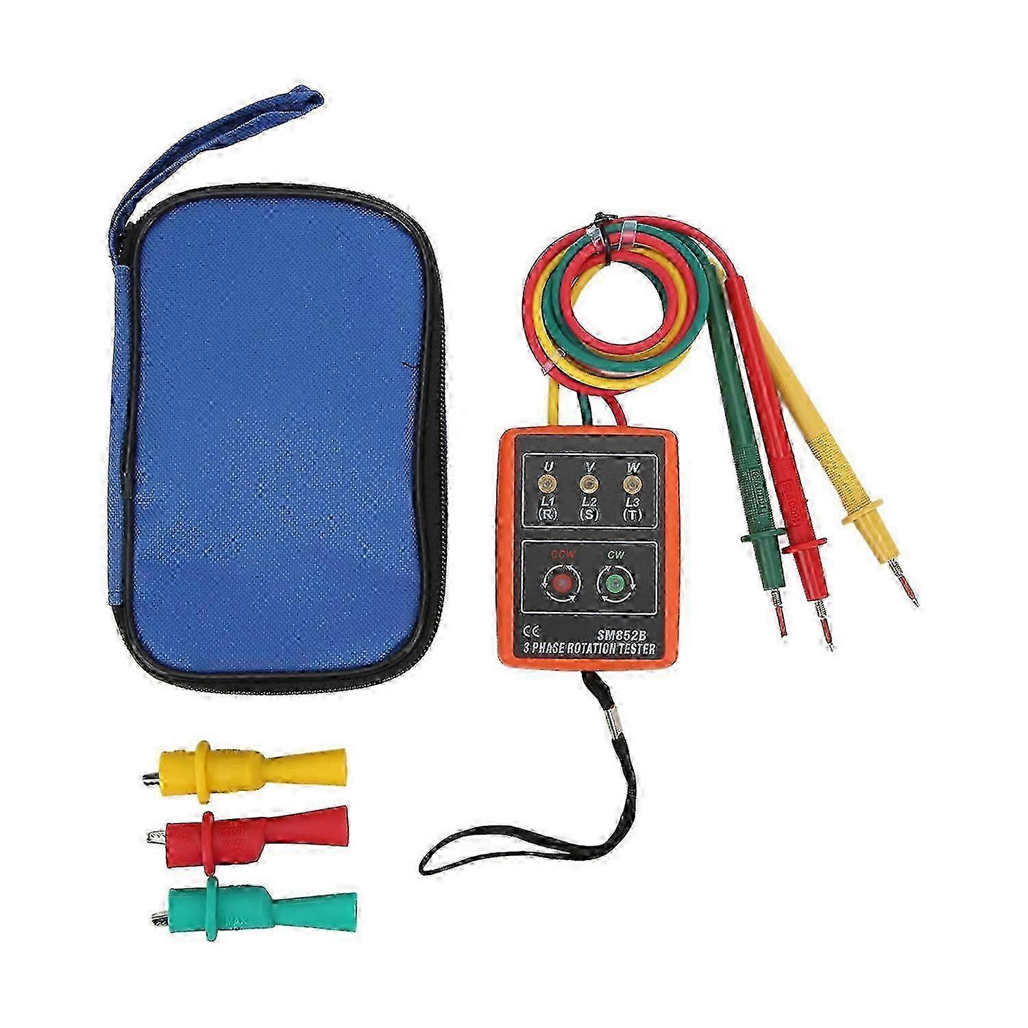 SM852B 3 Phase Rotation Tester Digital 3 Phase Rotation Meter Portable and Wide Range for Electricit