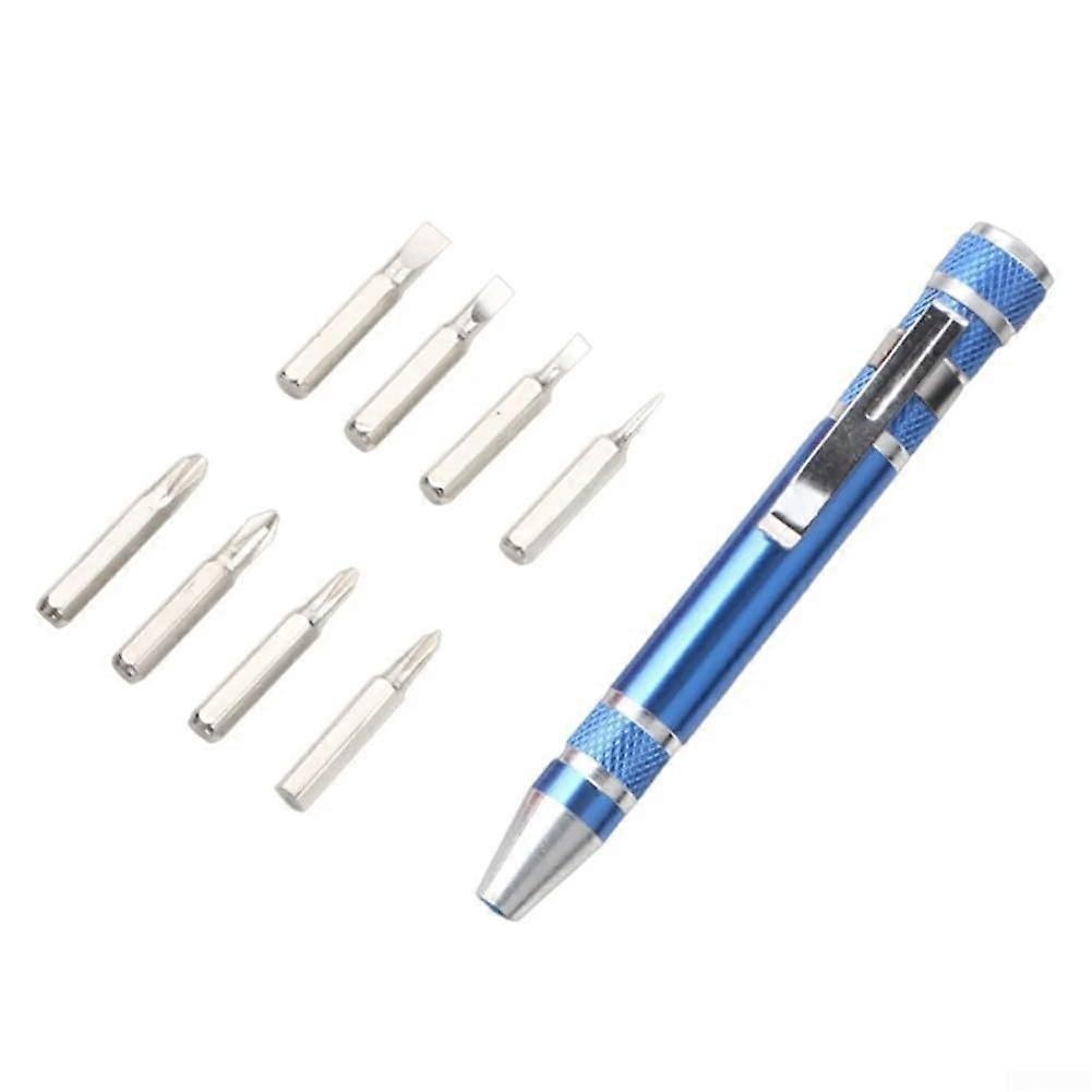 Pocket Screwdriver Set With Magnetized Tips Blue Compact Portable Hand Tool Kit