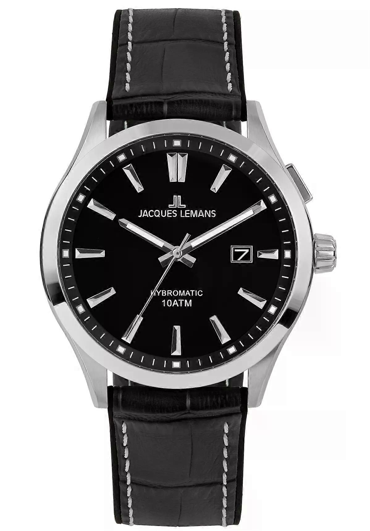 Jacques Lemans Herrenklockor Hybromatic Läder Svart (1-2130A)