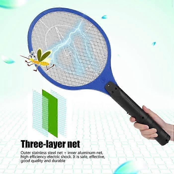 Rechargeable Cordless Electric Fly Mosquito Swatter Insect Racket Zapper Bugs Killer Blue