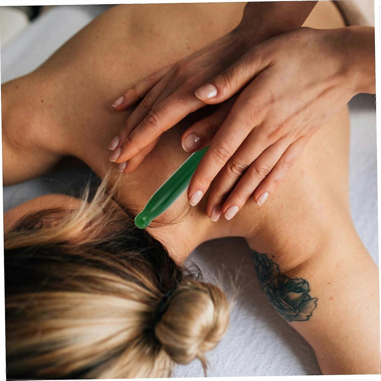 Gua Sha Facial Tool Natural Jade Massage Stick with Exfoliating Face Pads for Skincare Routine