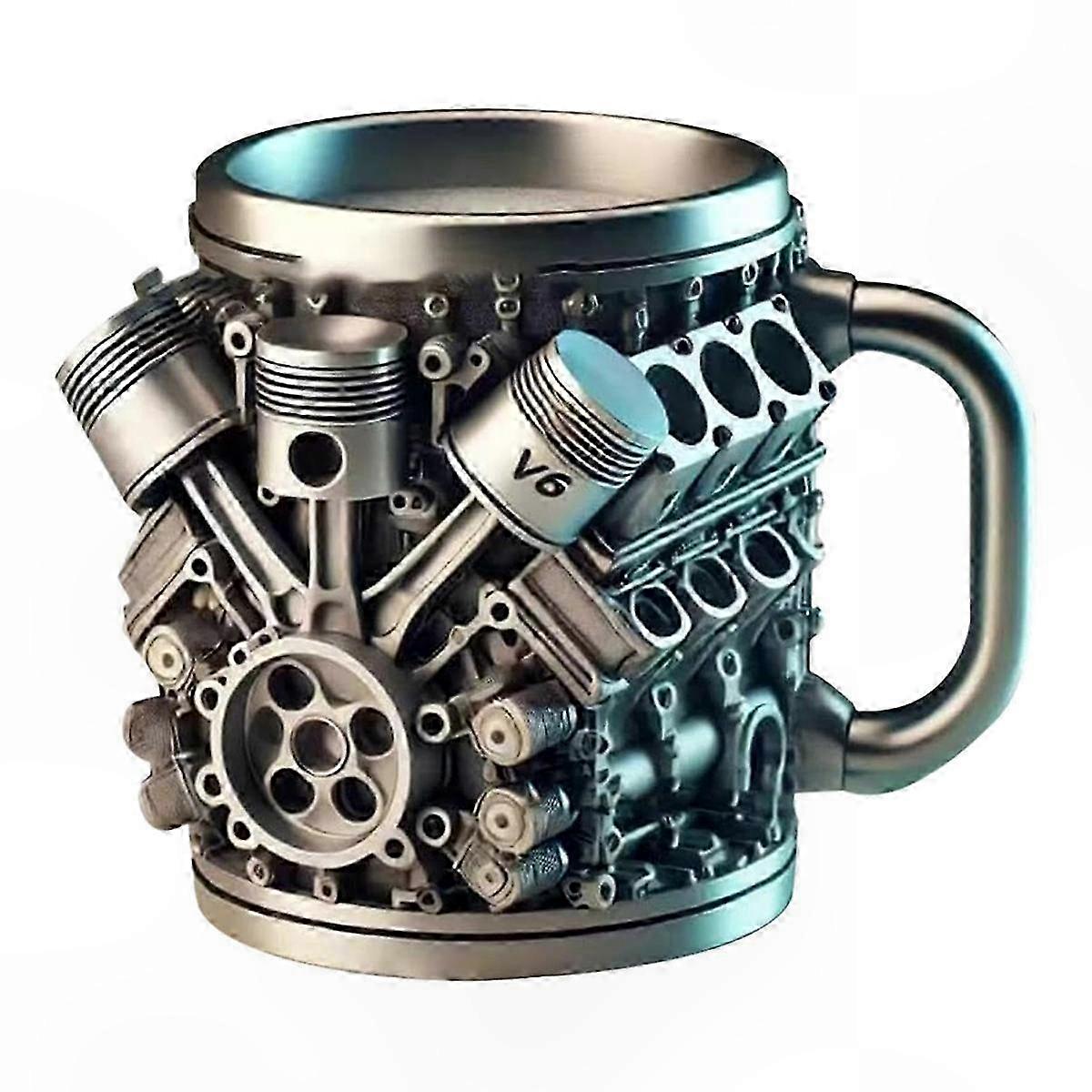 Customizable 3D Engine Design Stainless Steel Mug for Car Enthusiasts