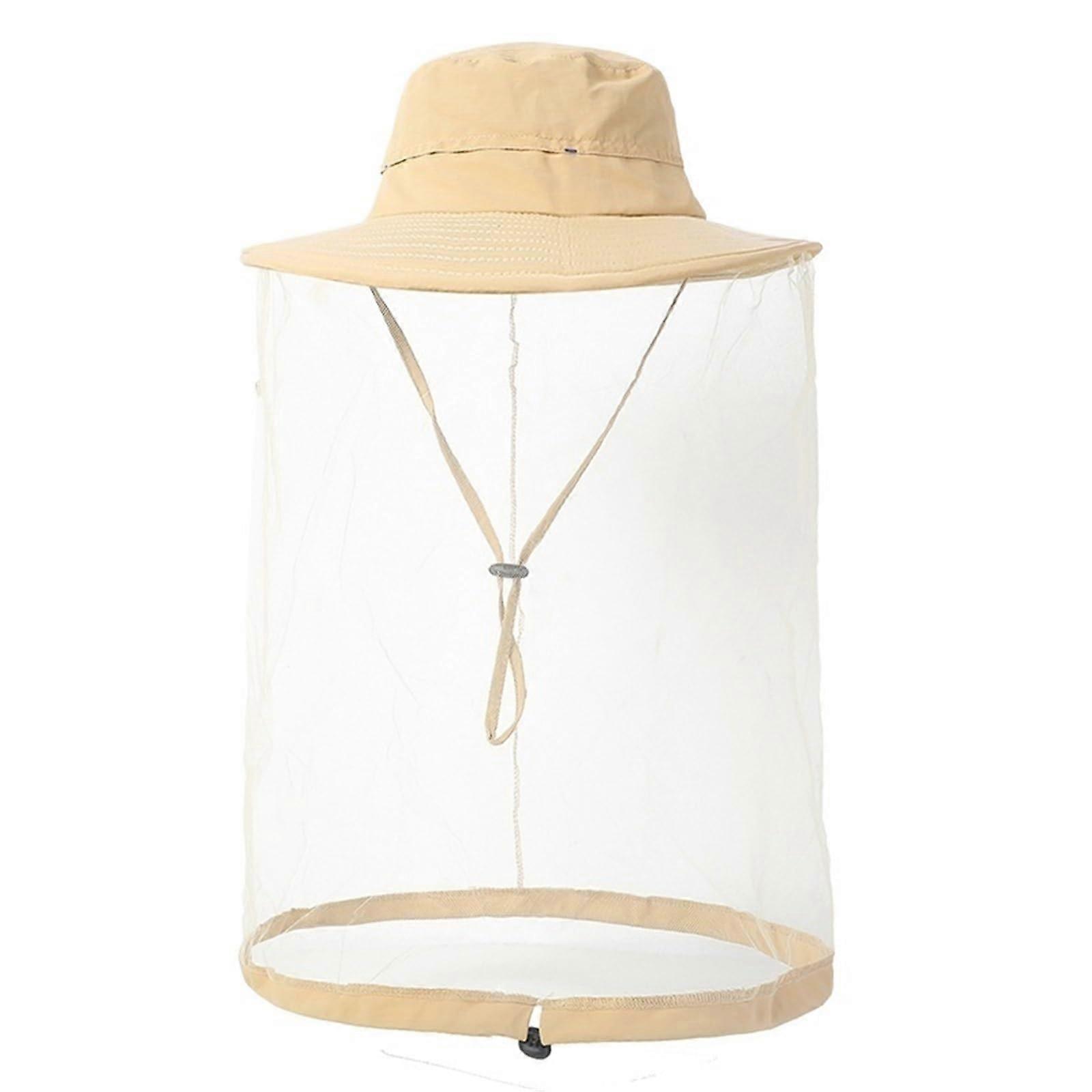 Mosquito Head Net Hat Beekeeper Mesh Net, 5560cm Size, Multicolor Khaki