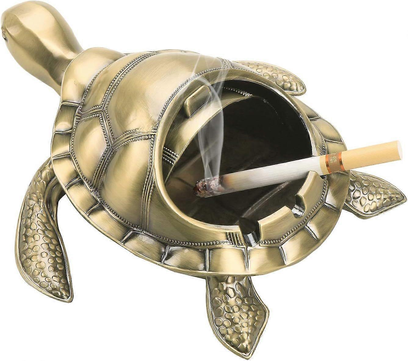 Vintage Turtle Shape Windproof Ashtray with Lid Portable Cigarette Smell Ashtray
