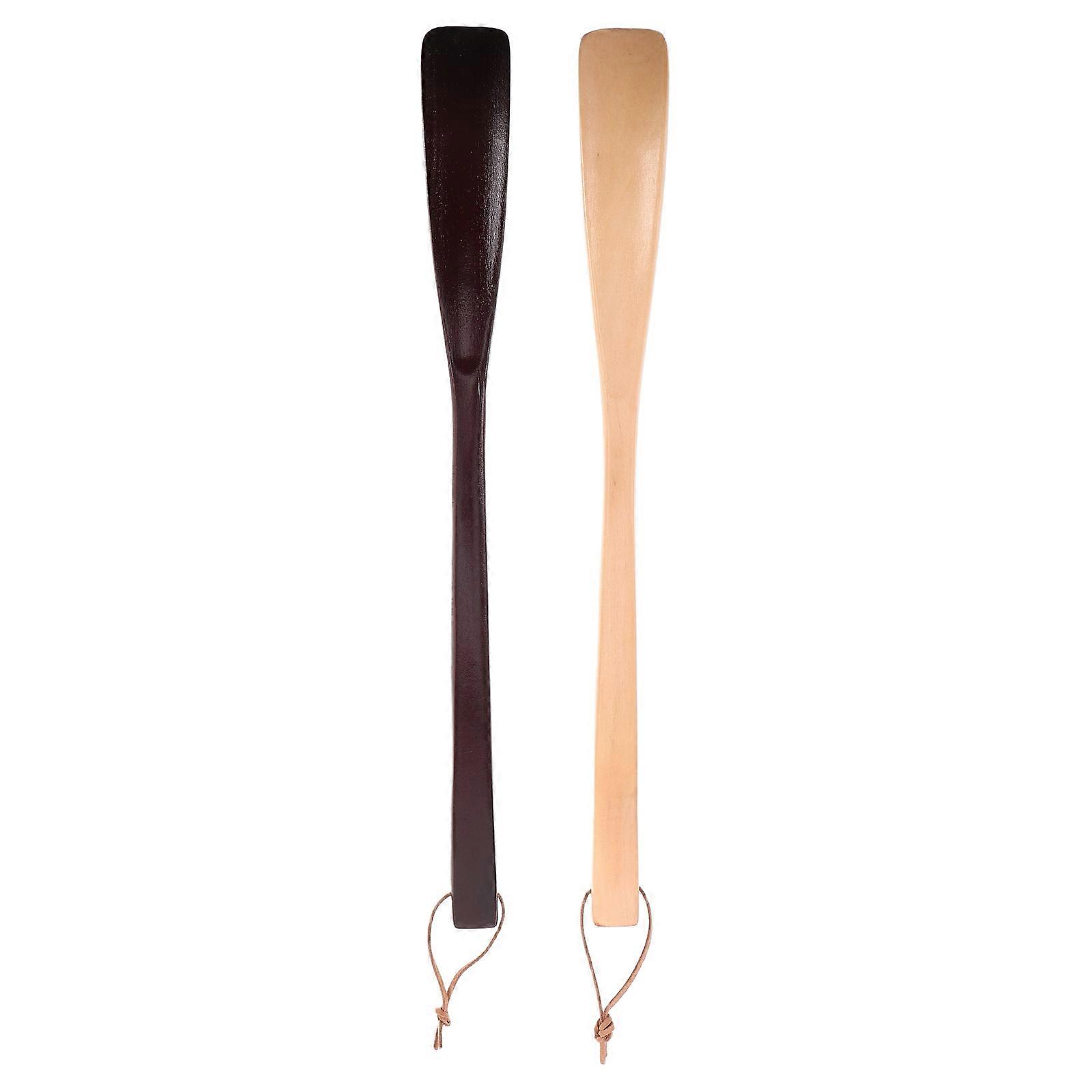Wooden Shoe Horn Long Handled for Seniors 4Pcs Solid Wood Practical Tool