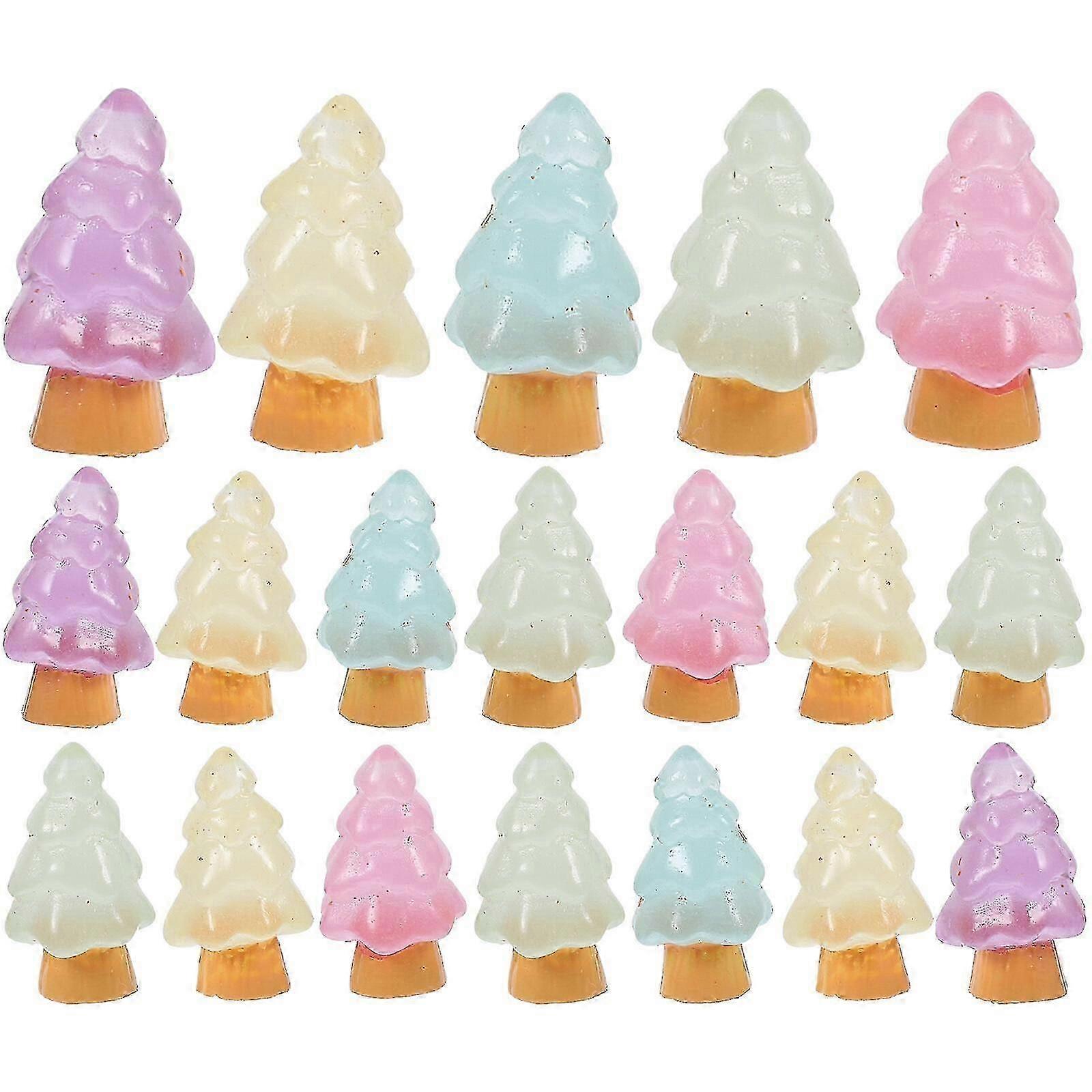 25Pcs Decorative Christmas Tree Miniature Christmas Trees Vivid Desktop Luminous Ornaments