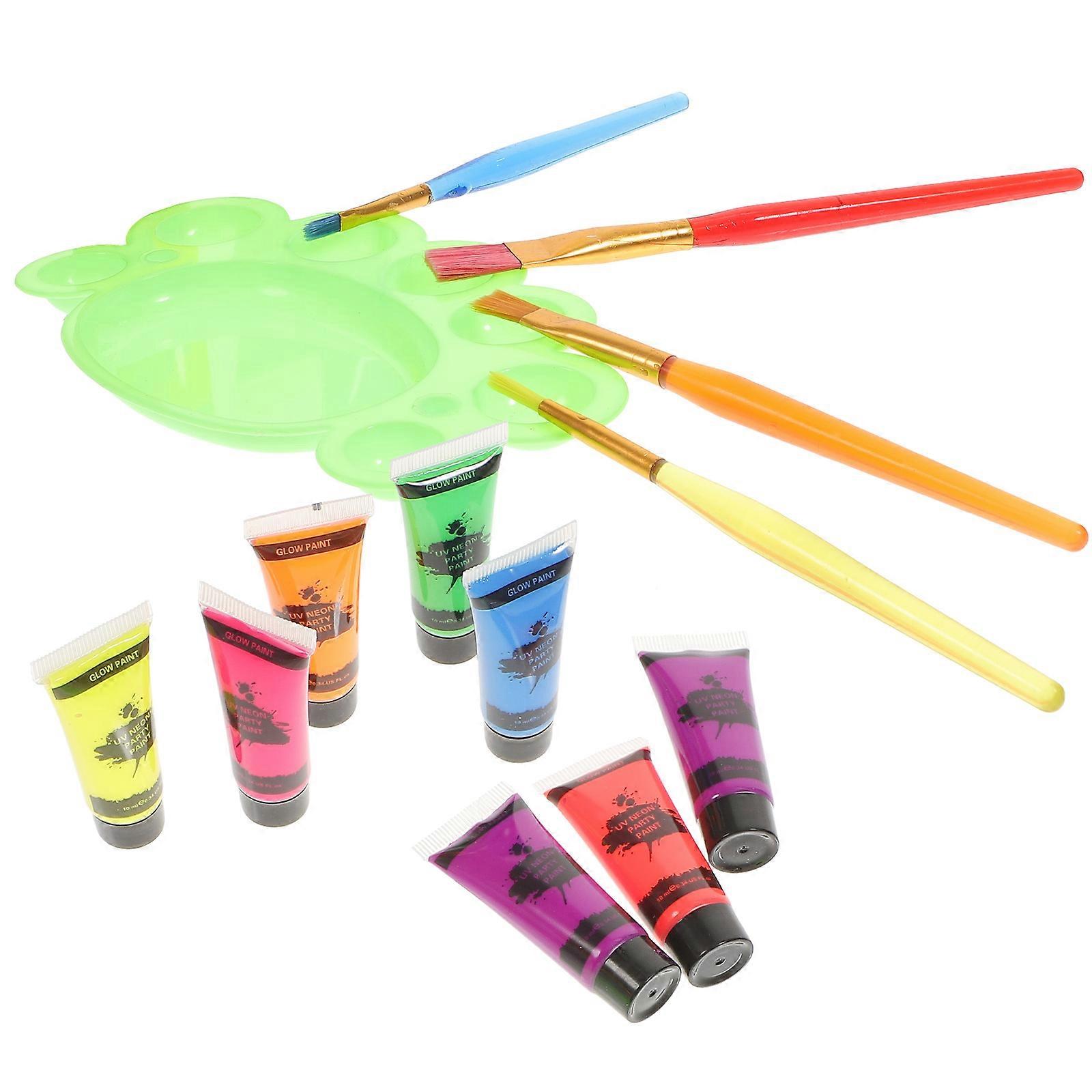 Fluorescent Body Paint for Party Theme Nights Multi Color Water Soluble Set