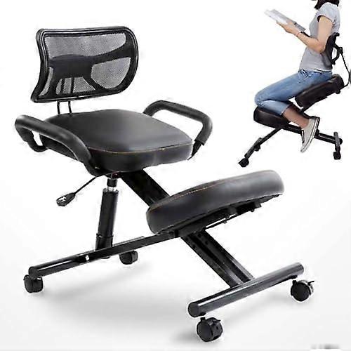 Ergonomic Kneeling Chair With Back Support, Adjustable Height, Rolling Base, Angled Seat Cushions For Home Office