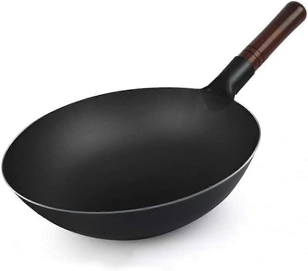 Wrought Iron Pow Wok Pan HandHammered StirFry Pan With Iron Shovel PreSeasoned RoundBottom Wok 38cm