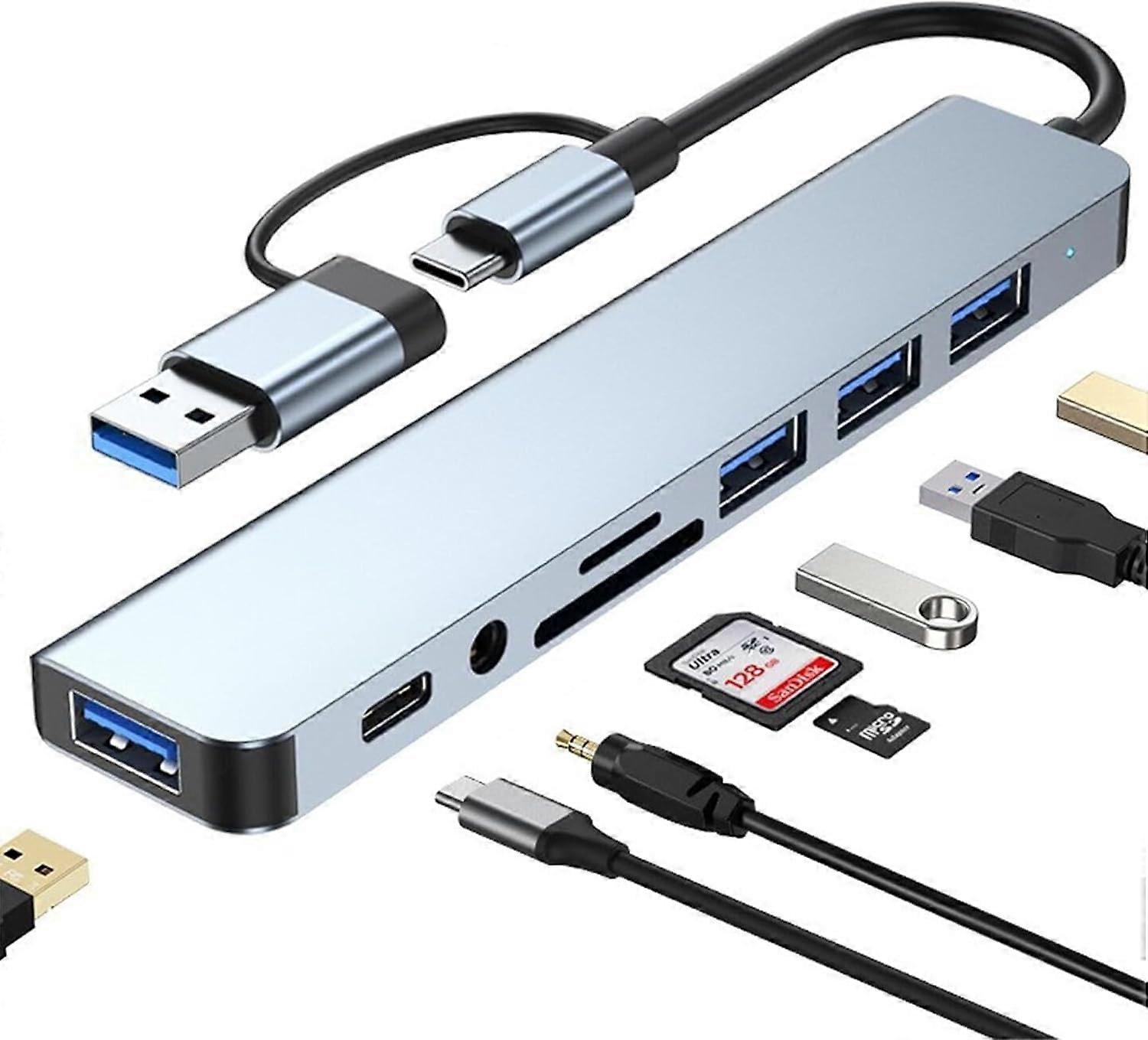 USB C USB Hub 8in1 with USB 4.0 USBC Ports, Compatible With PC/Laptops, MacBook Pro/Air, iMac/iPad